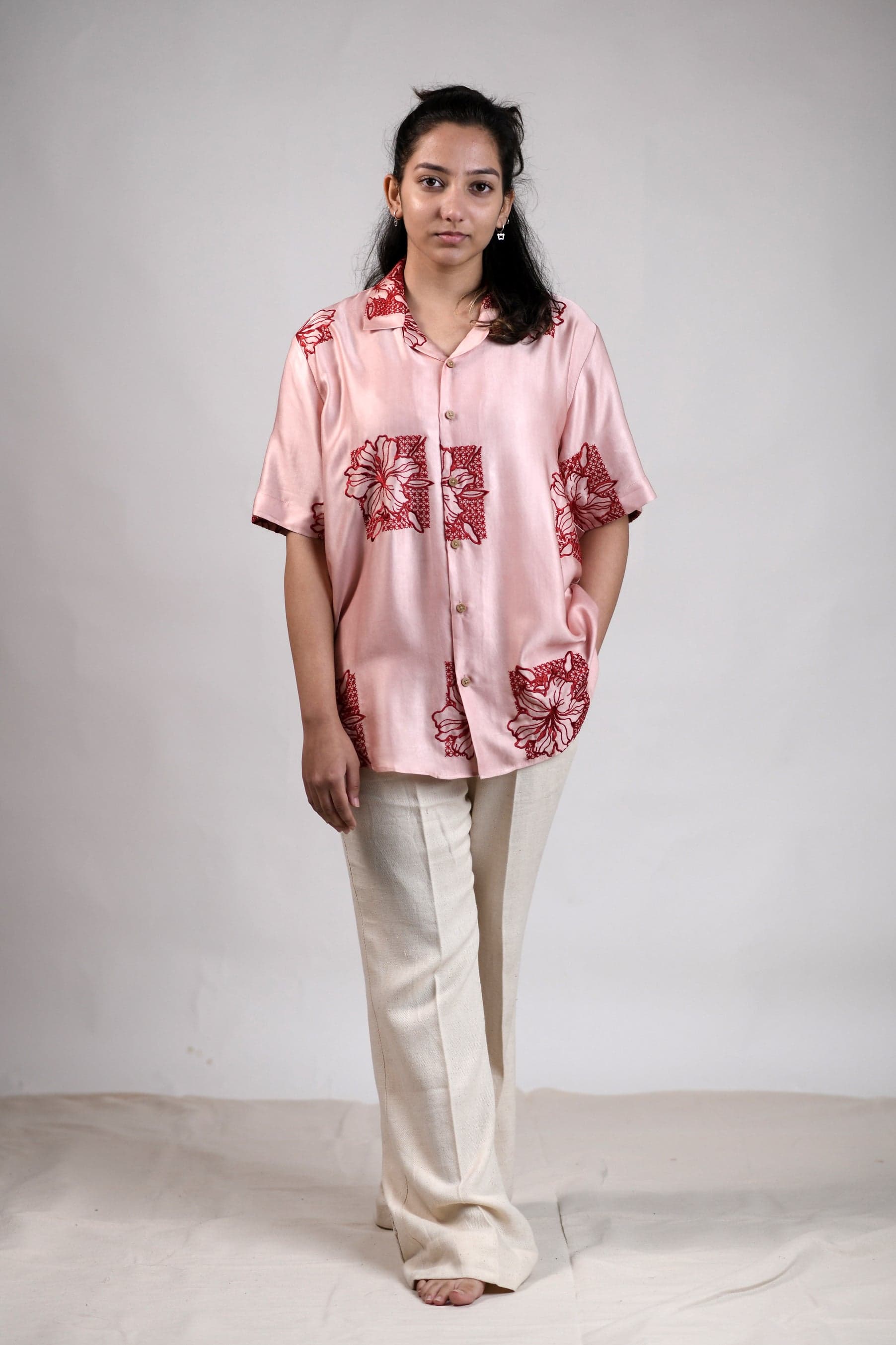 Thumbnail preview #3 for Red Lillis | Guava Pink | Unisex Lounge Shirt