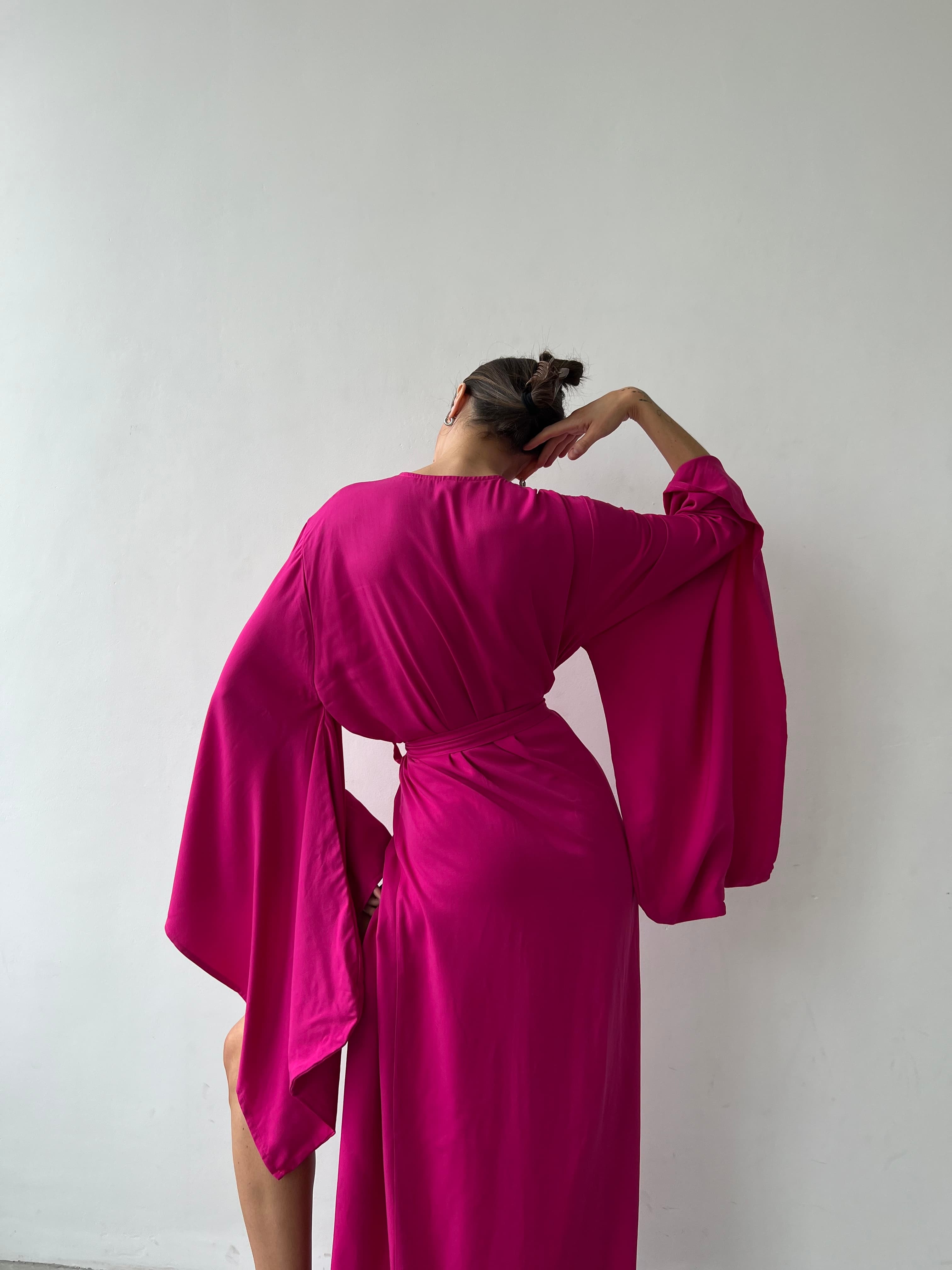 Thumbnail preview #3 for Kimono Sleeves Cotton Long Robe