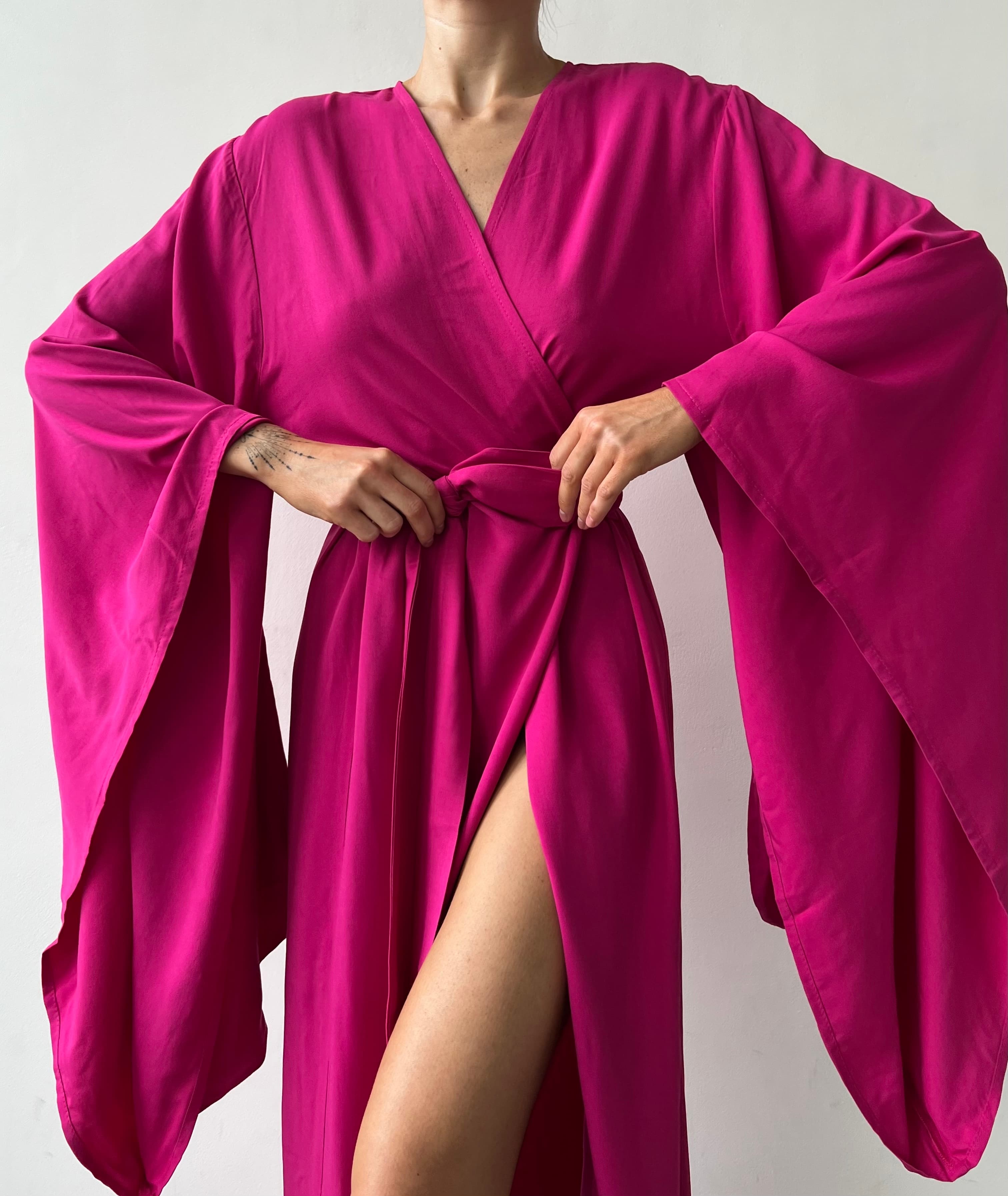 Thumbnail preview #1 for Kimono Sleeves Cotton Long Robe