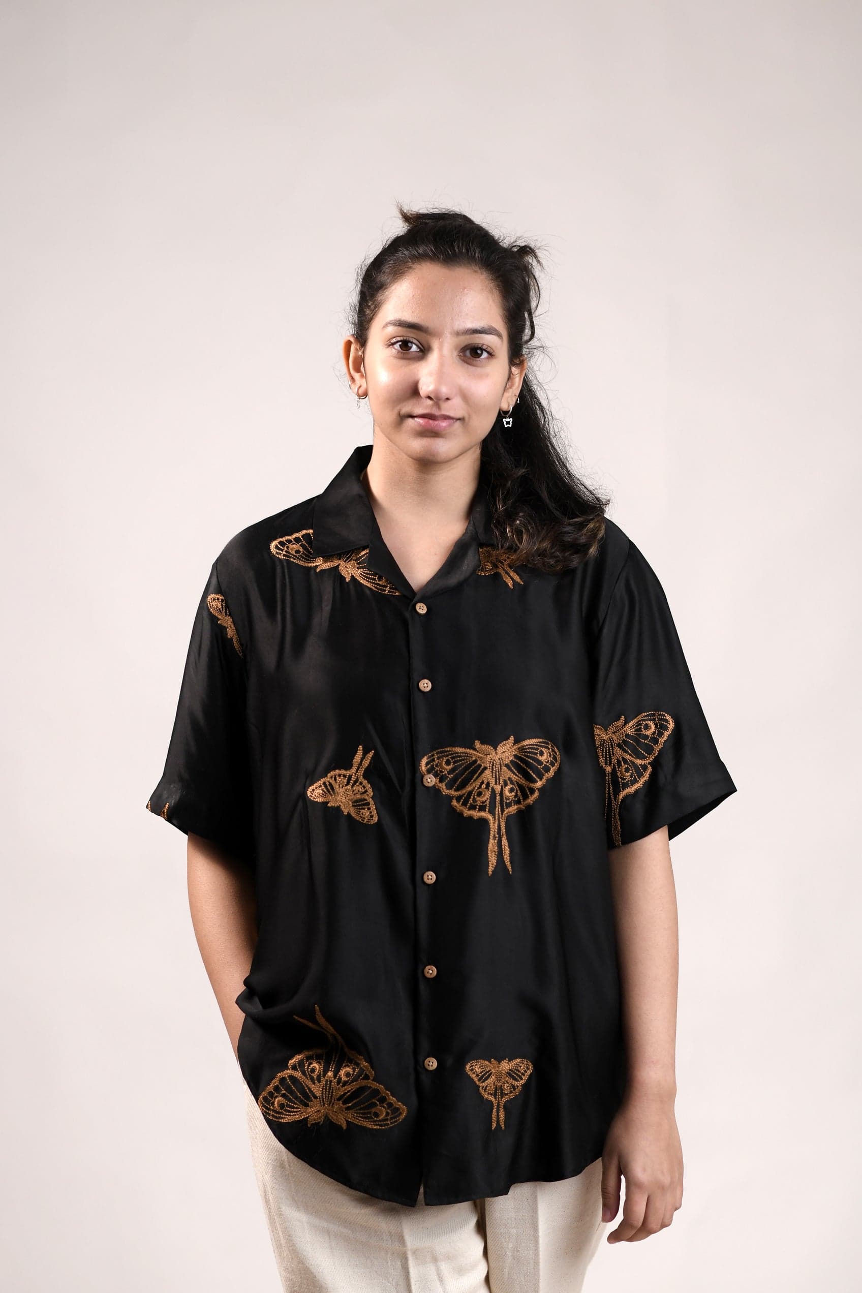 Thumbnail preview #3 for Lunar Moth| Black | Unisex Lounge Shirt