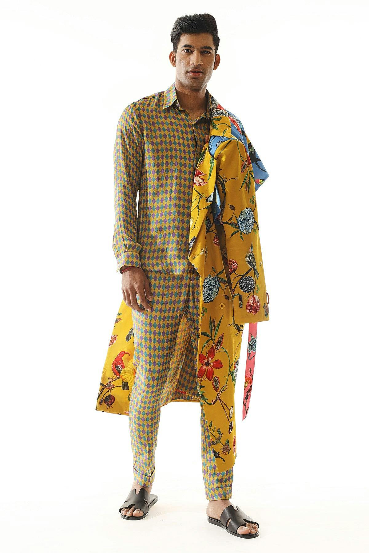 Printed Shirt-Pant And Trench Coat Full Set, a product by Mahima Mahajan