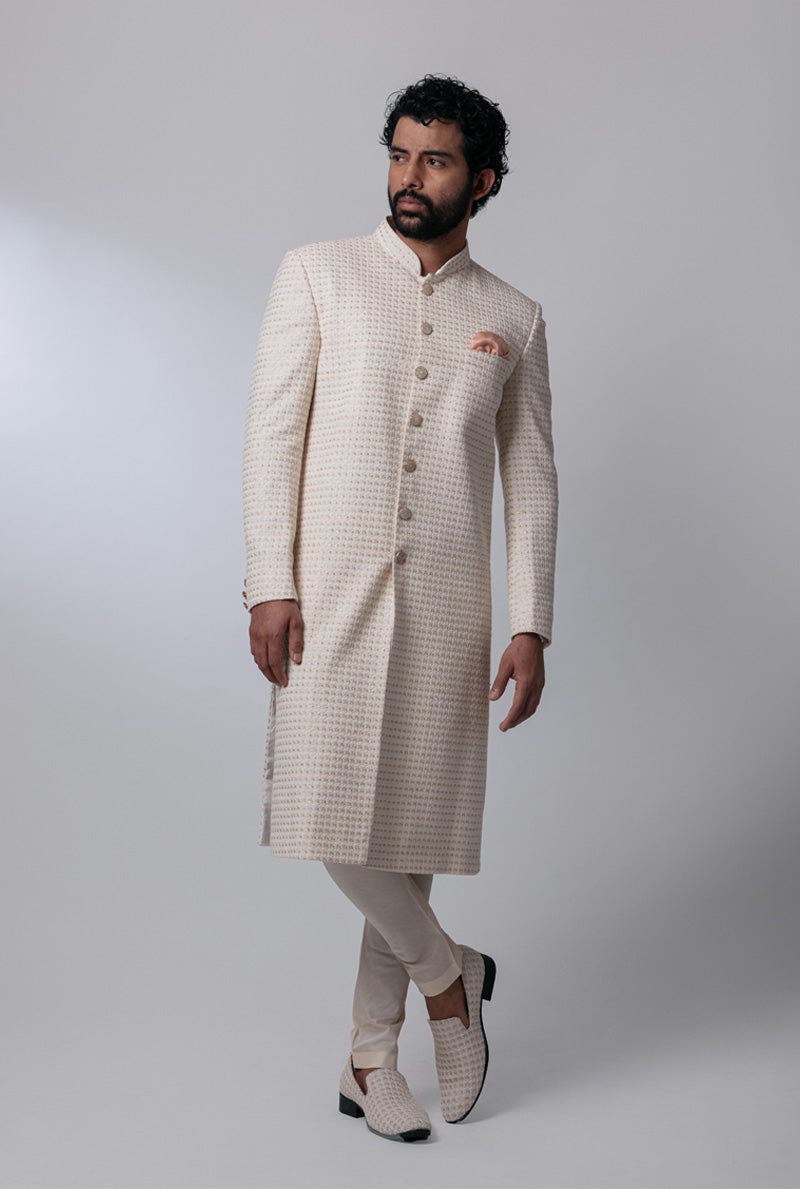 Thumbnail preview #1 for Bone White Sherwani Set