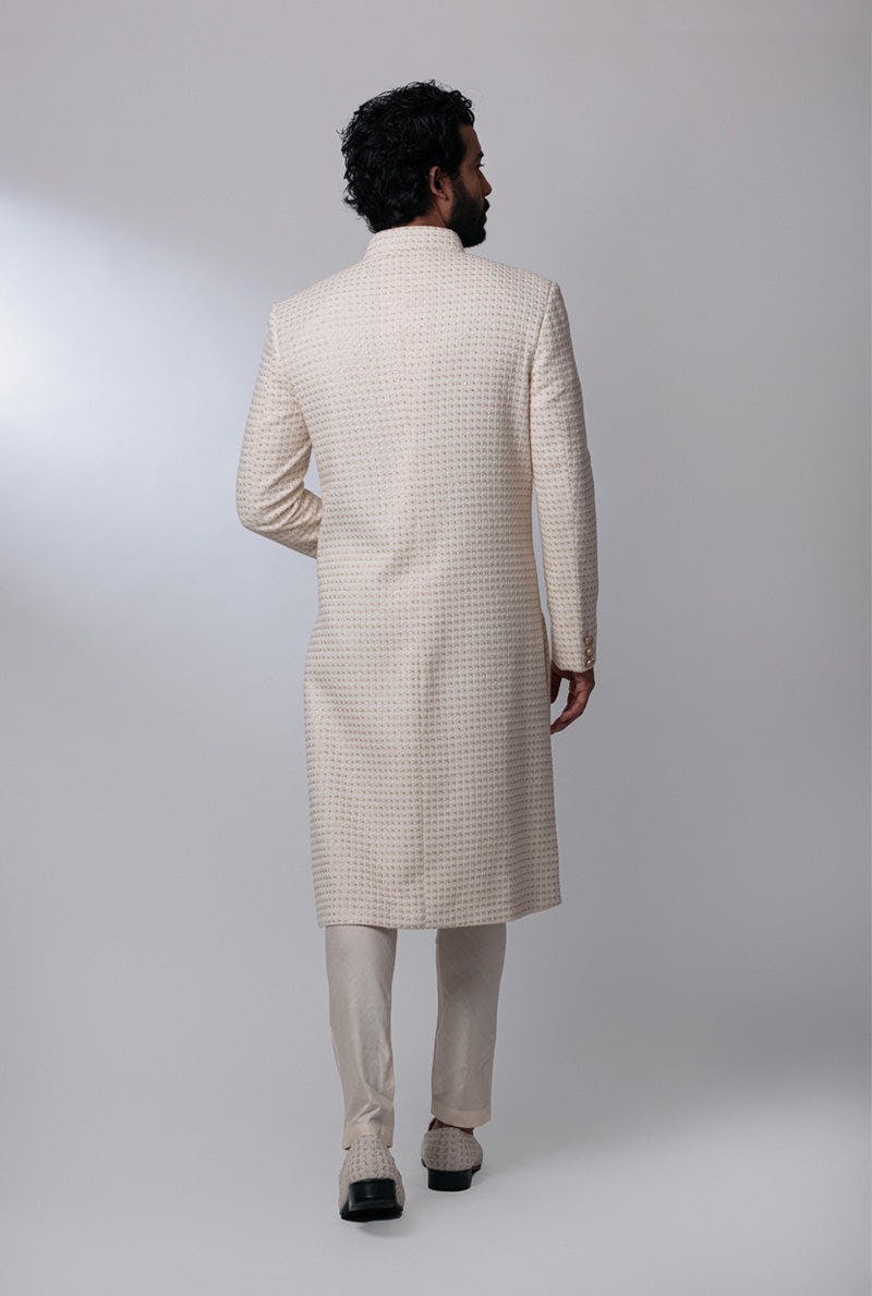 Thumbnail preview #3 for Bone White Sherwani Set