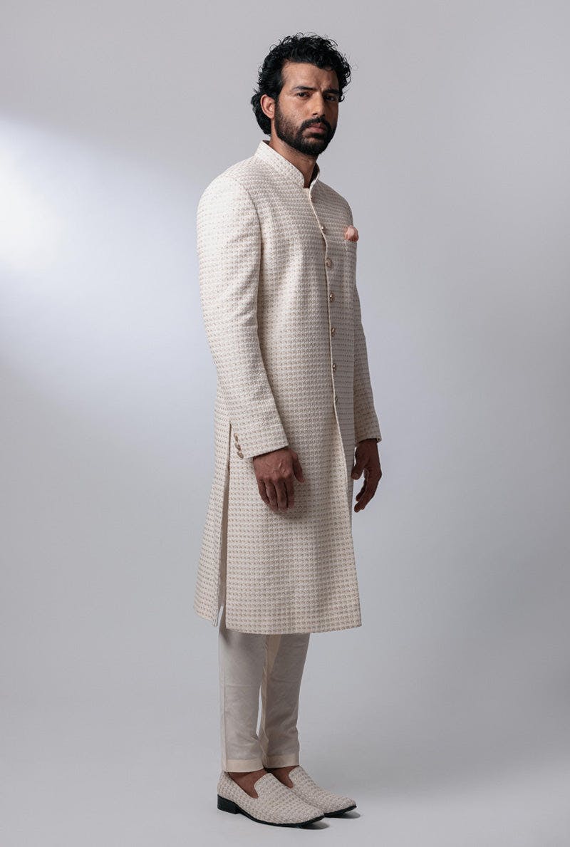 Thumbnail preview #2 for Bone White Sherwani Set