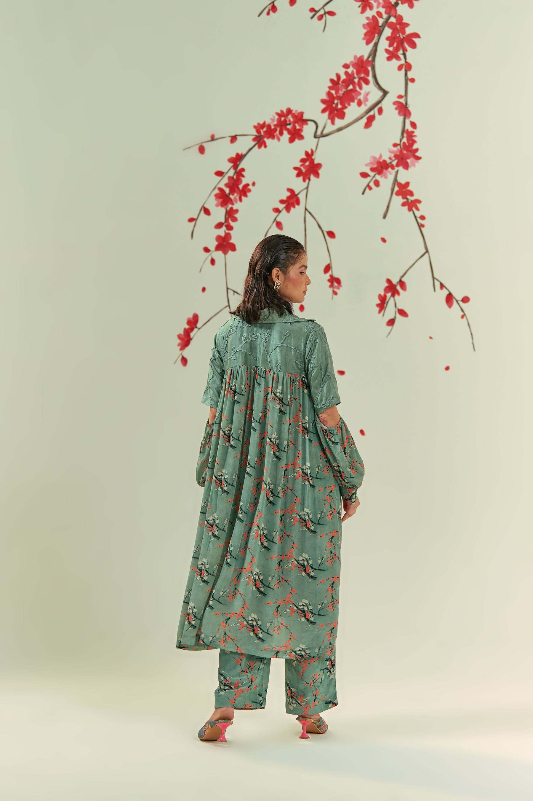 Thumbnail preview #2 for Kaze Gathered Tunic With Pants Co-ord Set