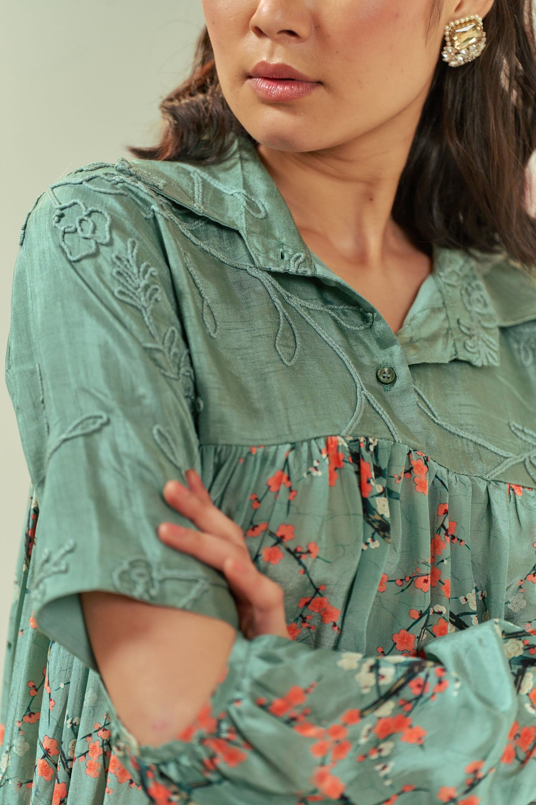 Thumbnail preview #3 for Kaze Gathered Tunic With Pants Co-ord Set
