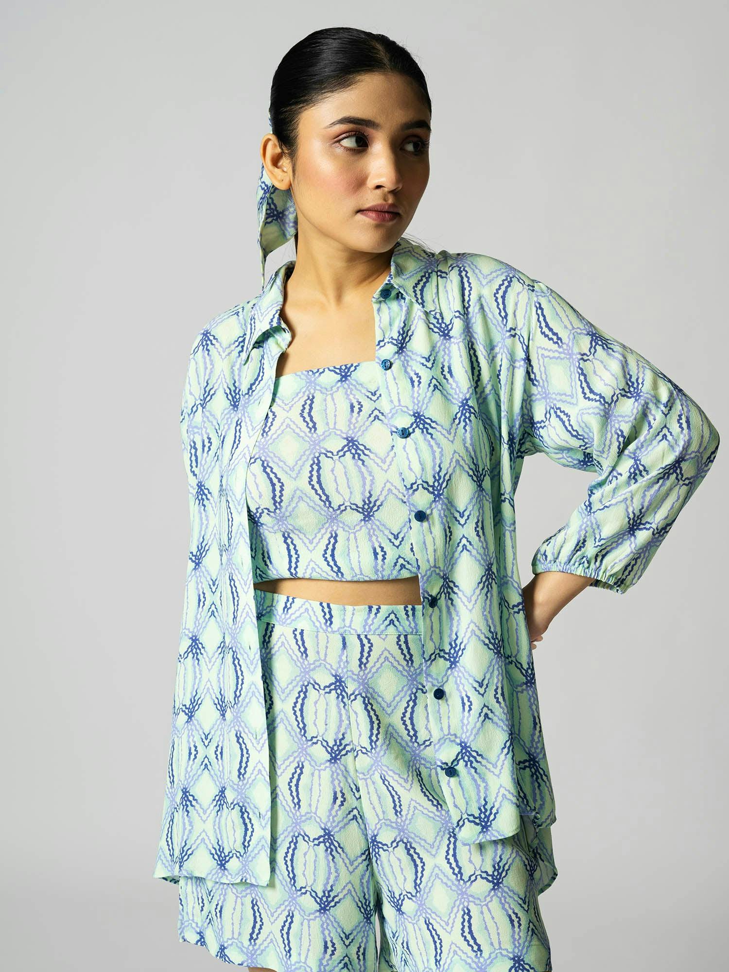 Rhombus Mint three piece shorts set, a product by KLAD