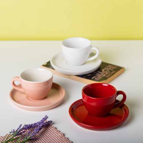 Thumbnail preview #5 for Solid Pink Color Espresso Cup and Saucer