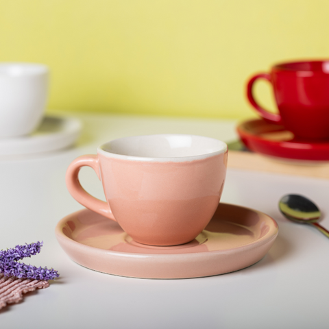 Thumbnail preview #3 for Solid Pink Color Espresso Cup and Saucer