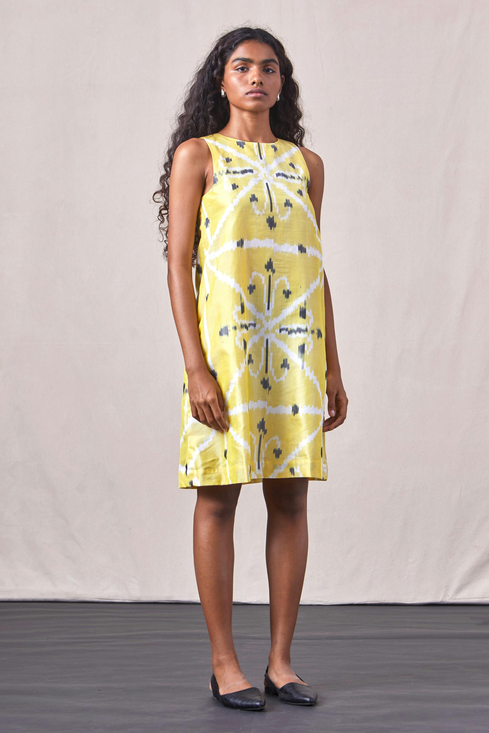 Thumbnail preview #1 for Kalai - Ikat Dress Yellow