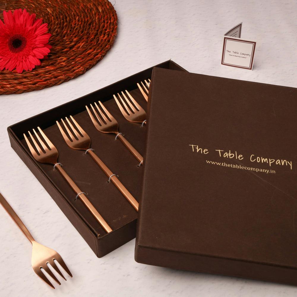 Thumbnail preview #0 for The Classic Rose Gold Dining Fork - Set of 6