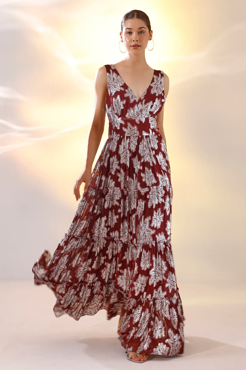 Thumbnail preview #2 for Wine Lurex maxi dress