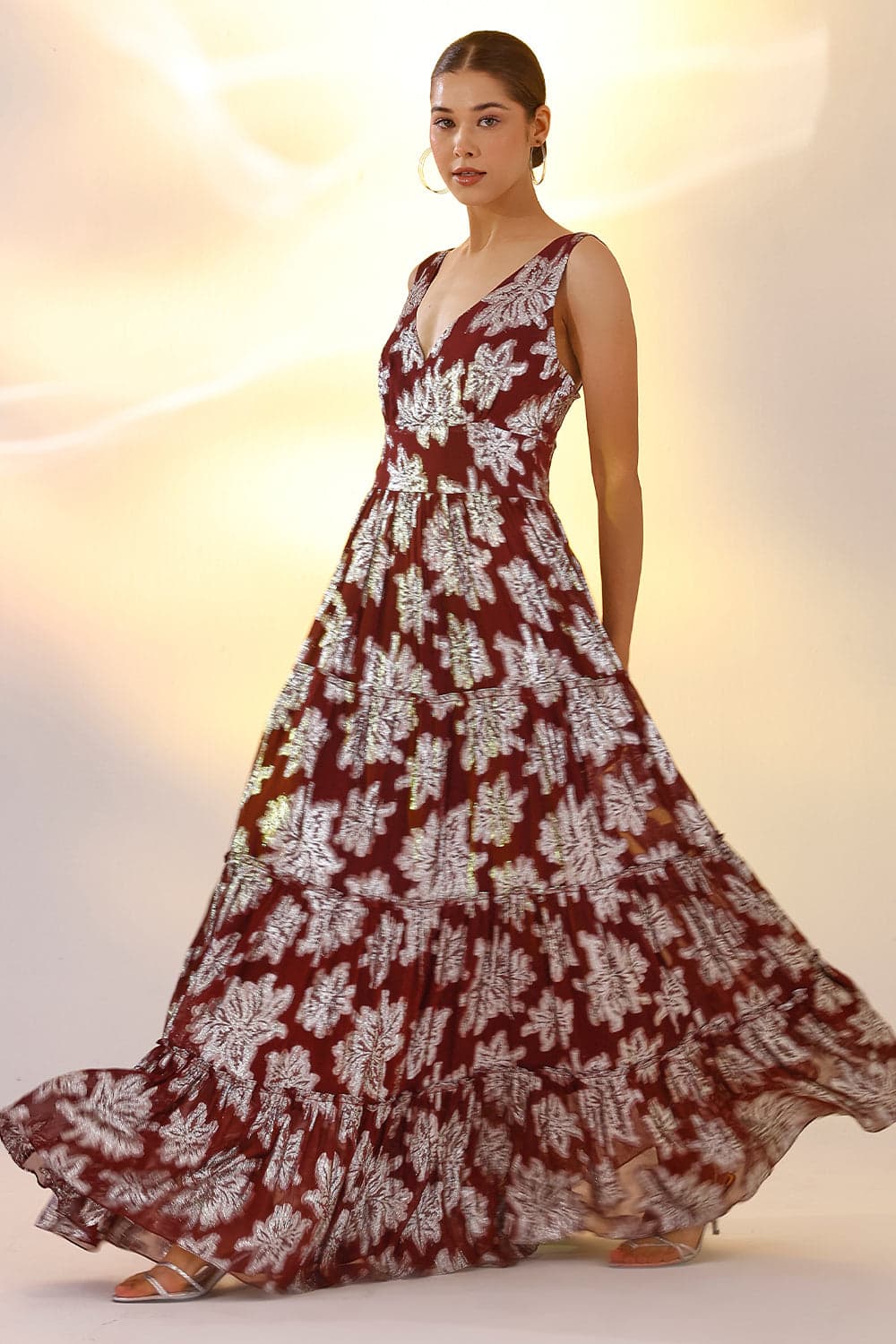 Thumbnail preview #1 for Wine Lurex maxi dress