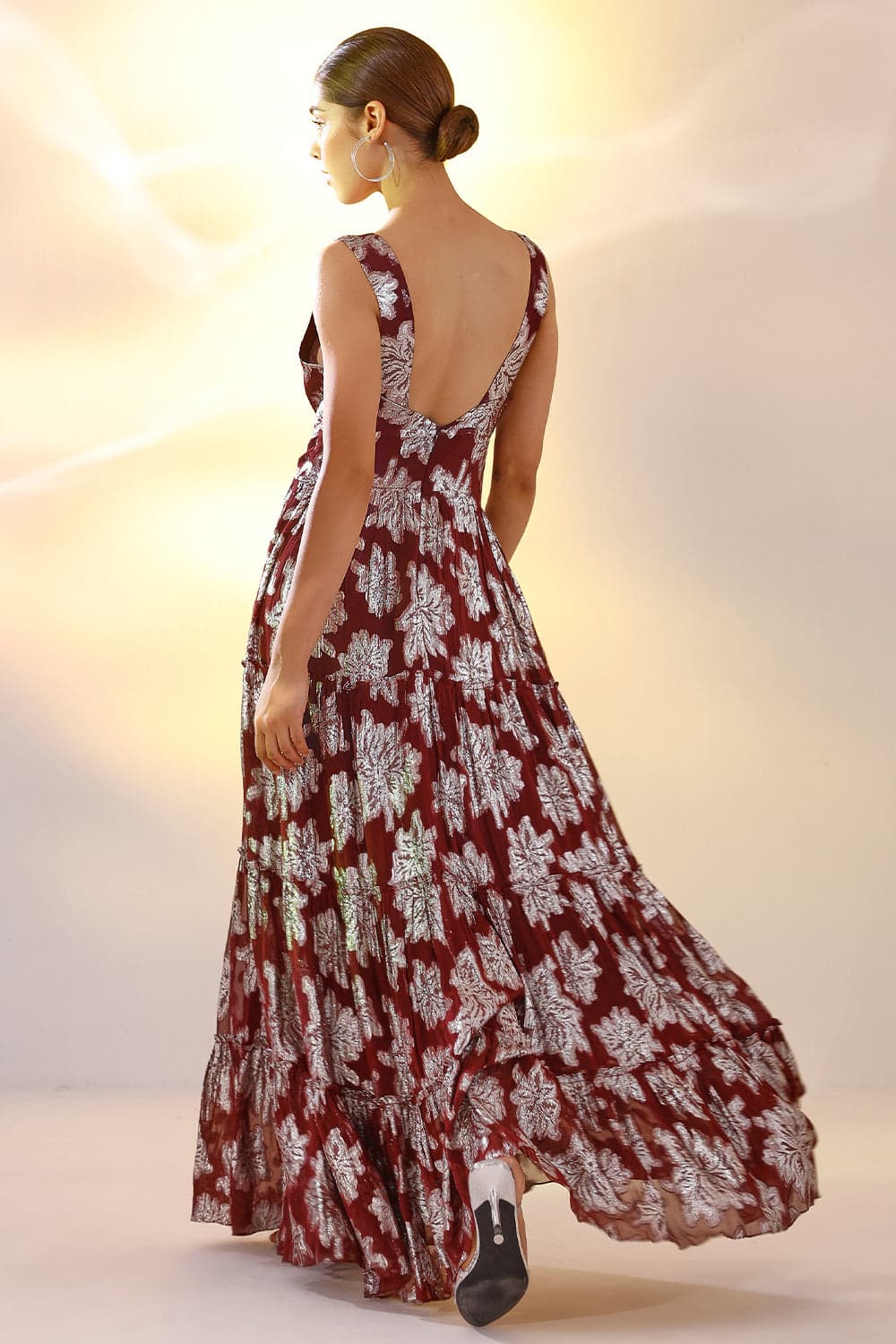 Thumbnail preview #4 for Wine Lurex maxi dress