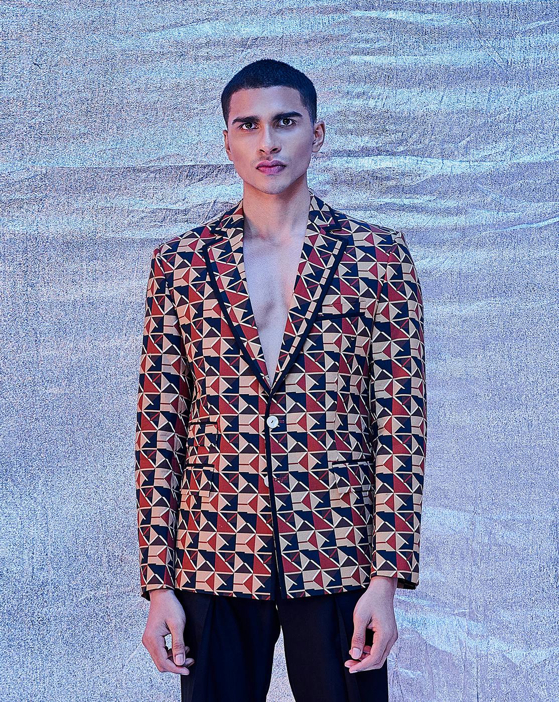 Geo Print Blazer, a product by Line Outline