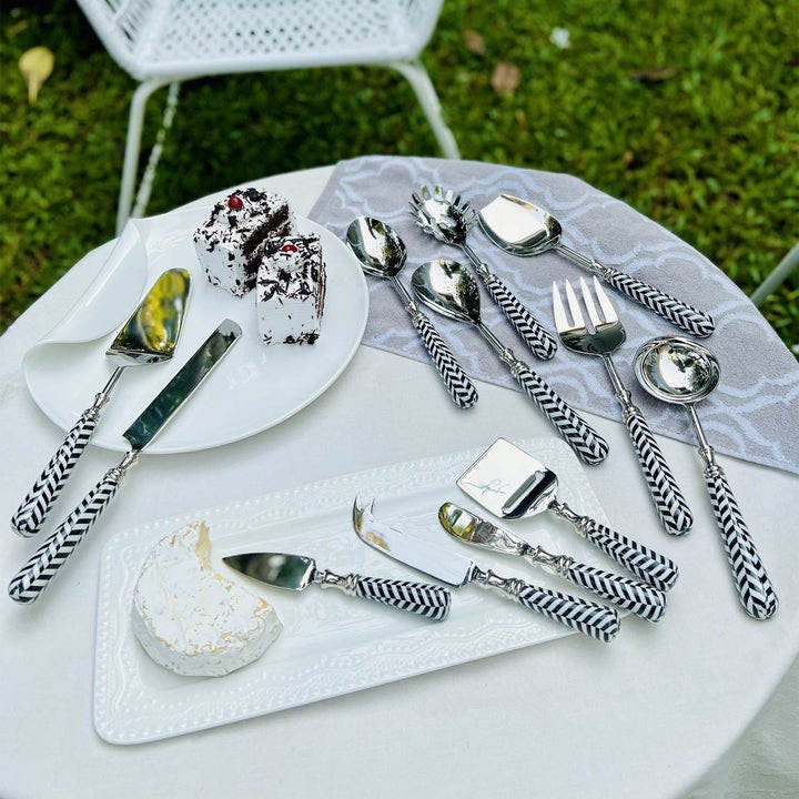 Serving Cutlery, Gift Set of 12 - Taj Chevron, a product by Faaya Gifting