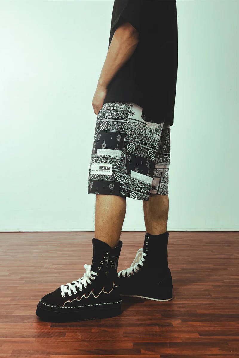 Thumbnail preview #1 for Paisley Black Shorts