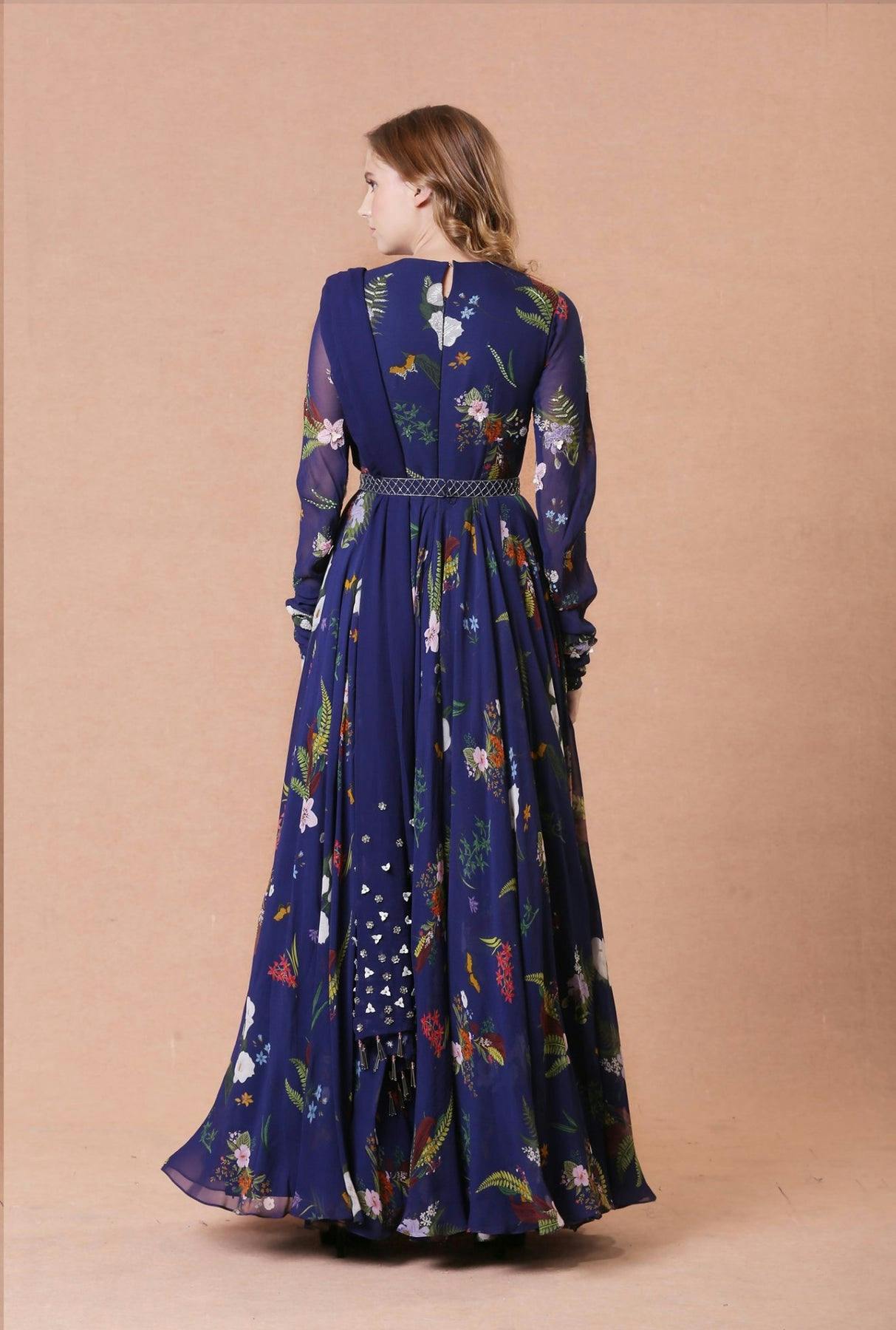 Thumbnail preview #1 for Blue Printed Anarkali Set