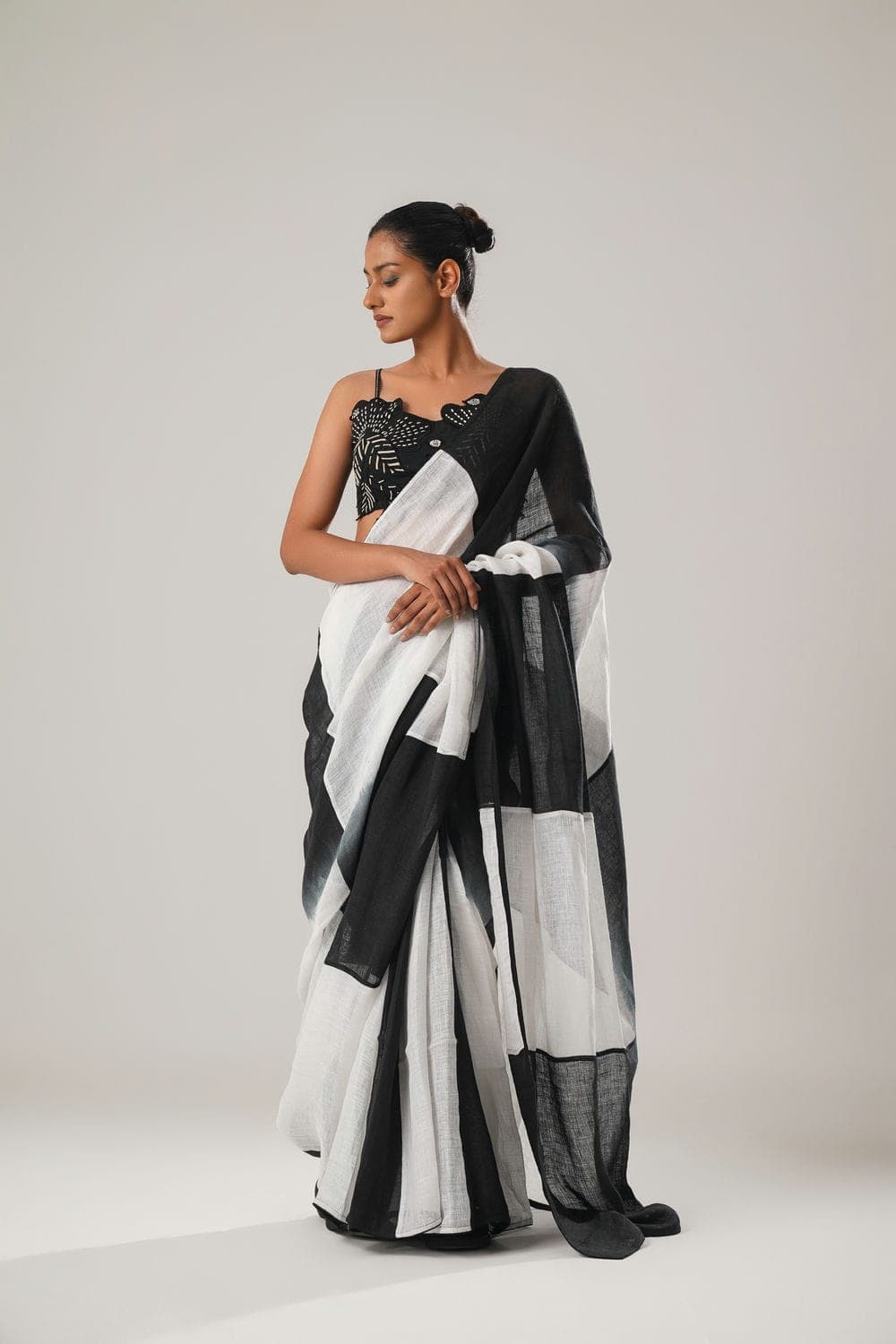 ATBW - MJ Ombre Check Pre-stitched Saree, a product by ATBW