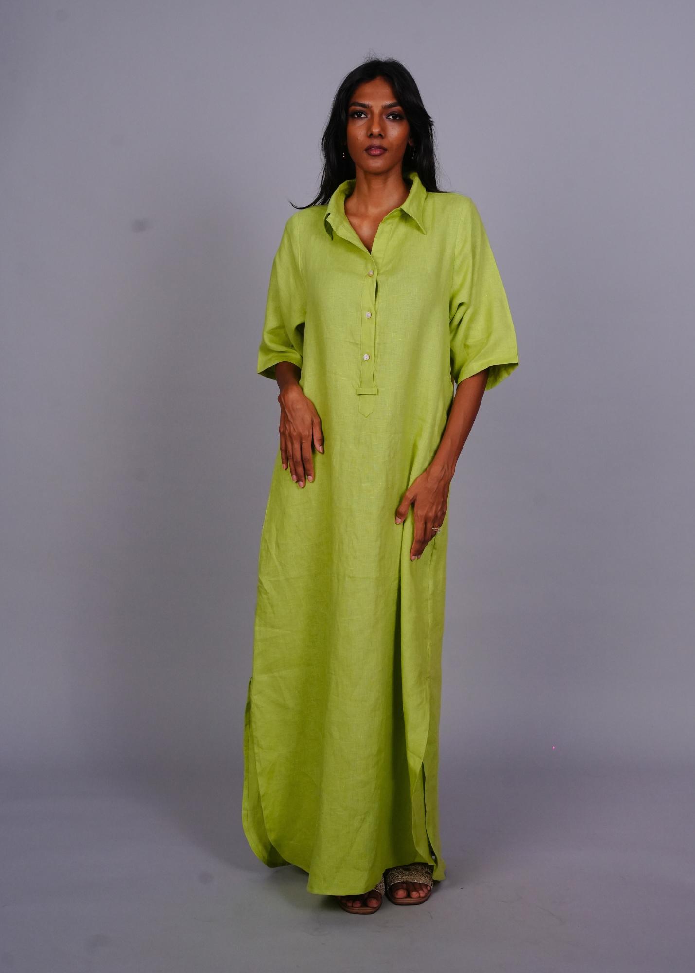 Thumbnail preview #1 for Nikki-U Lounge Dress - Cucumber Linen