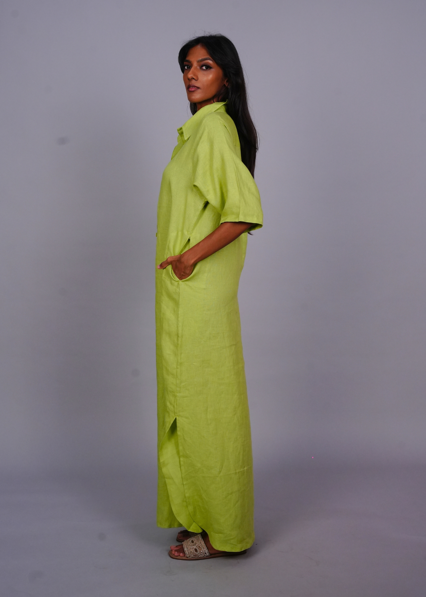 Thumbnail preview #4 for Nikki-U Lounge Dress - Cucumber Linen