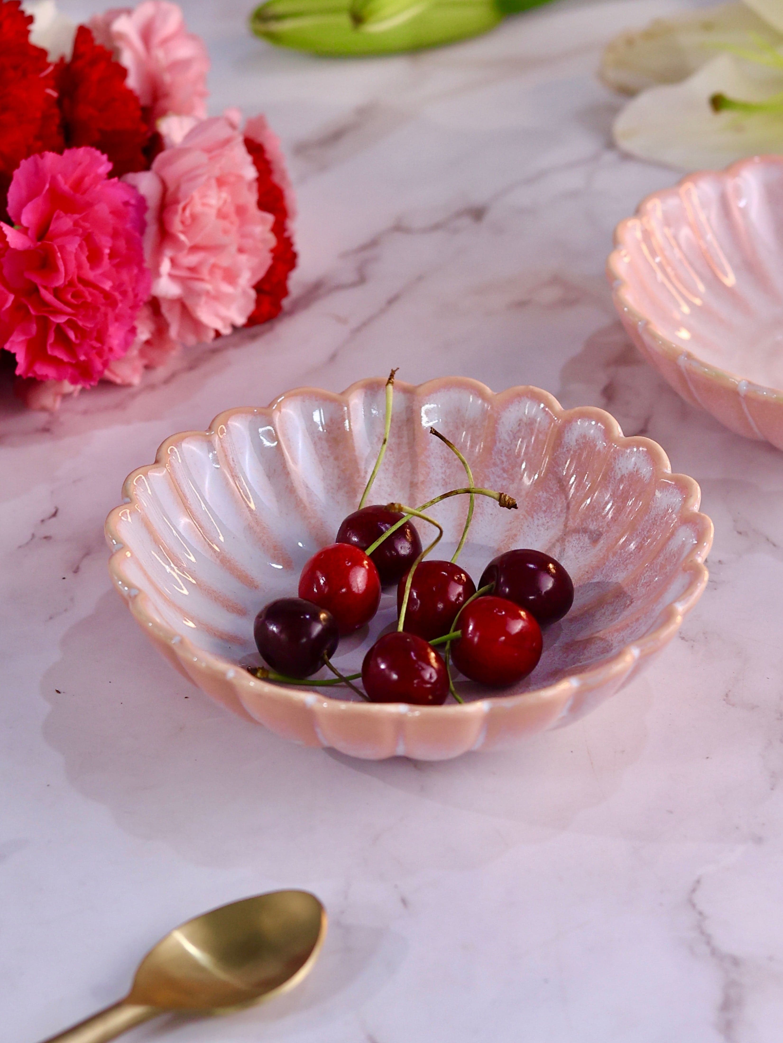 Thumbnail preview #2 for Pink Scalloped Shallow Bowl