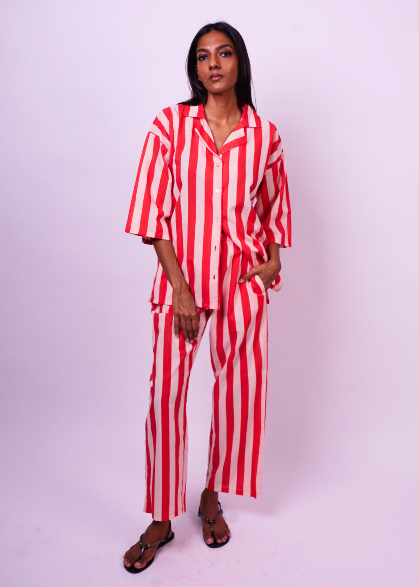 Thumbnail preview #1 for Sharan Boxy PJ 2pc Set - Cove Red Stripes