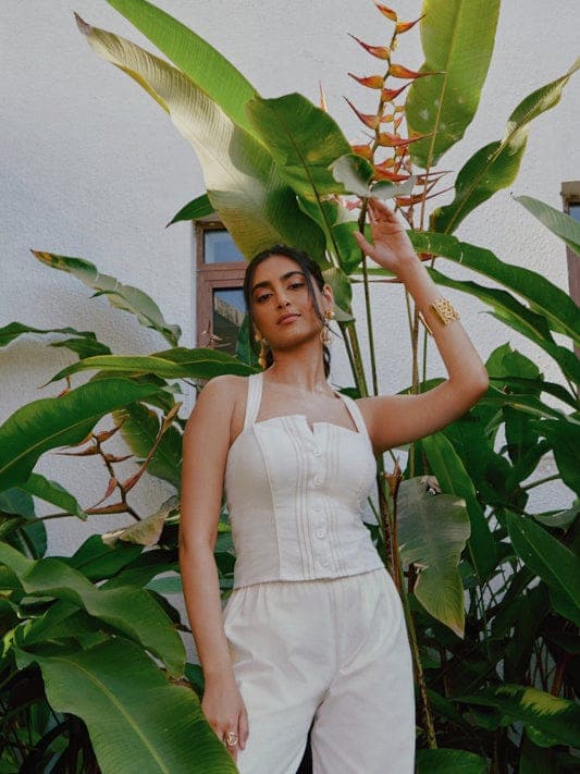 White denim bustier, a product by tara and i