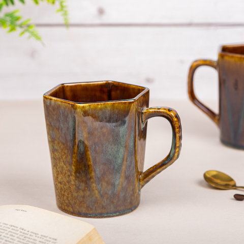 Golden Hexagon-Shaped Ceramic Milk Cup, a product by The Golden Theory