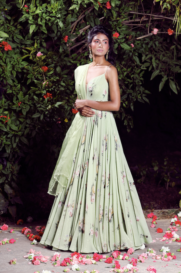 Sage Printed Anarkali, a product by Mahima Mahajan