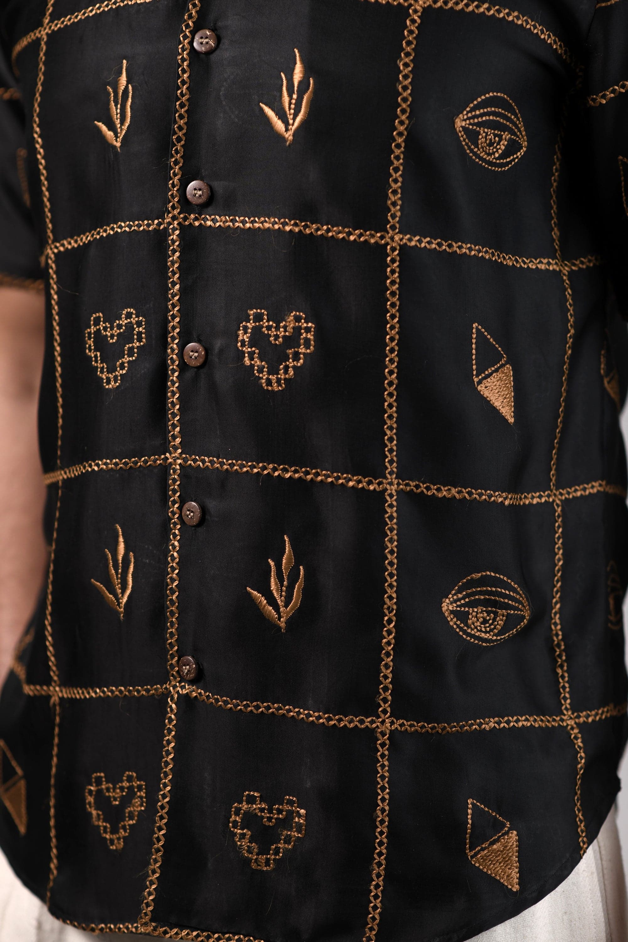 Thumbnail preview #1 for Coterie Checks | Black | Unisex Lounge Shirt