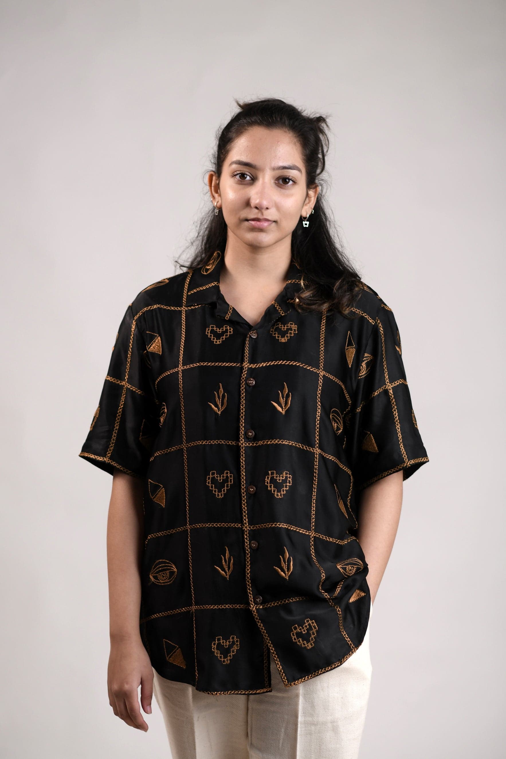 Thumbnail preview #3 for Coterie Checks | Black | Unisex Lounge Shirt