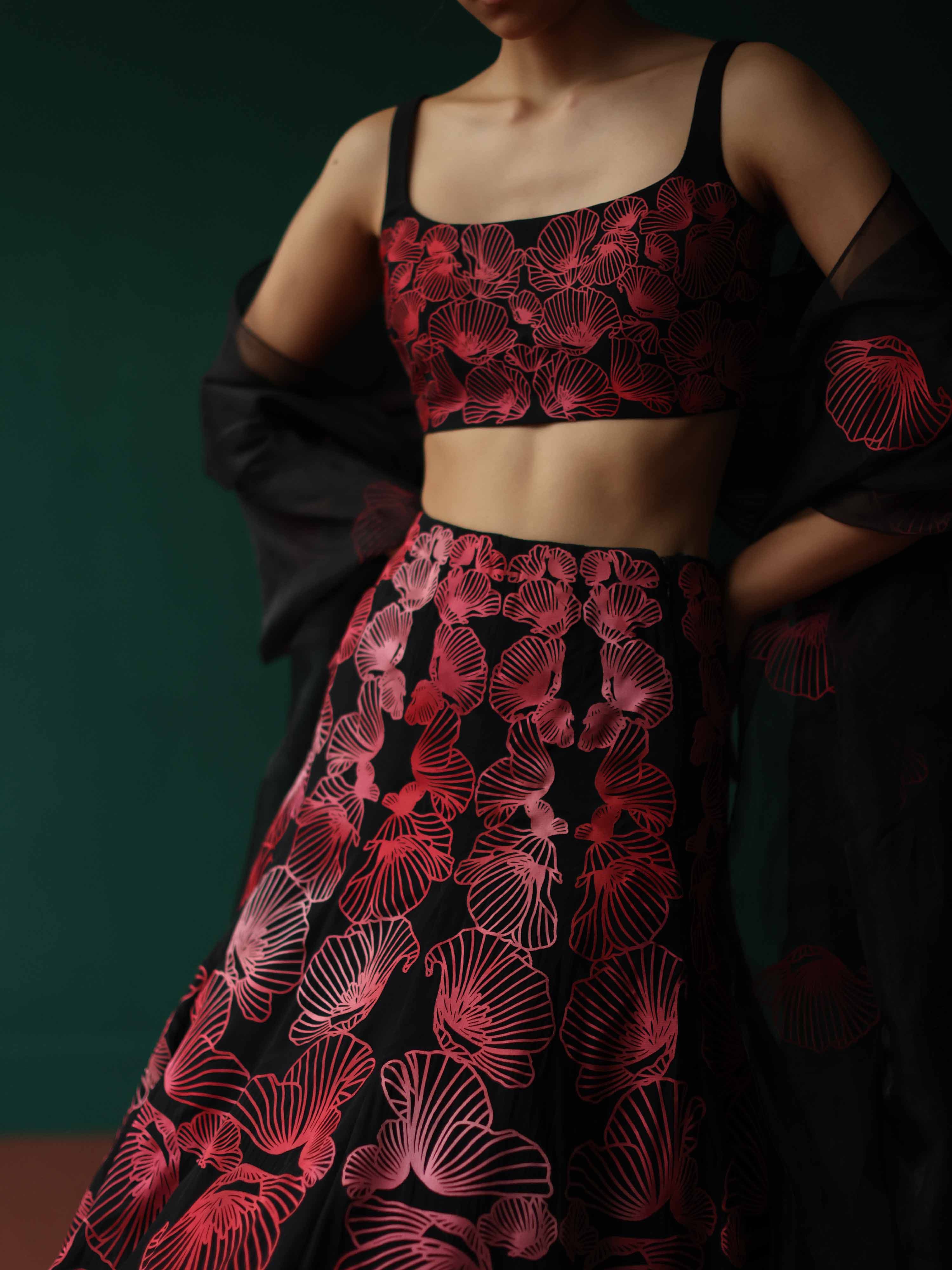 Thumbnail preview #6 for Vibrant Poppy lehenga set