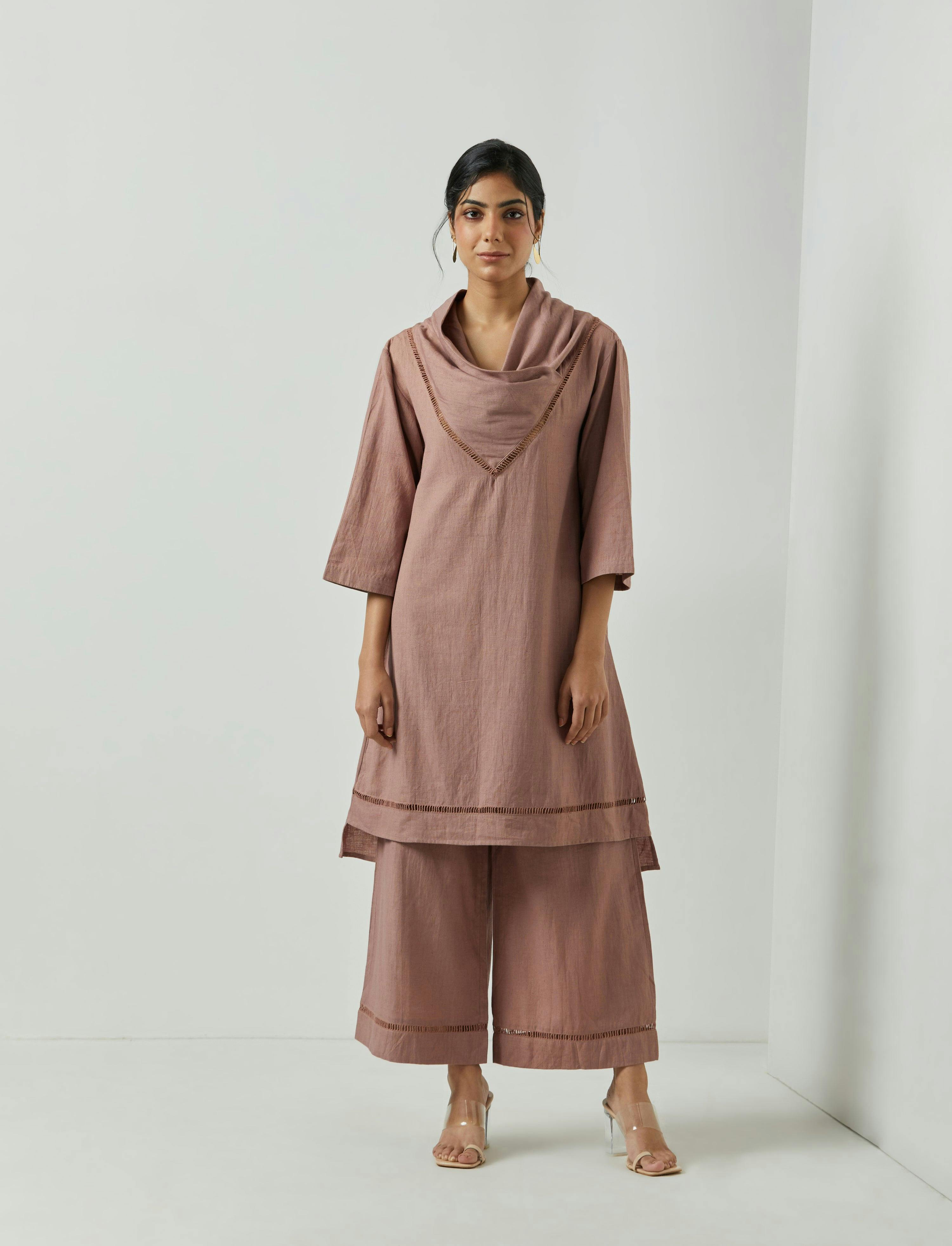 PALE MAUVE FOLIO TUNIC - 1 PC, a product by MARKKAH STUDIO