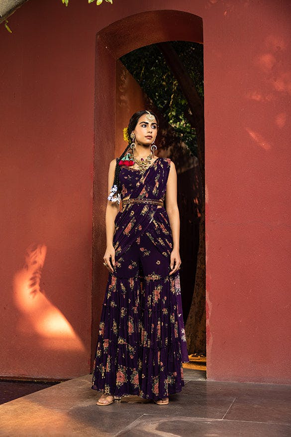 Arisha Pre-Draped Gharara Saree, a product by Kalista