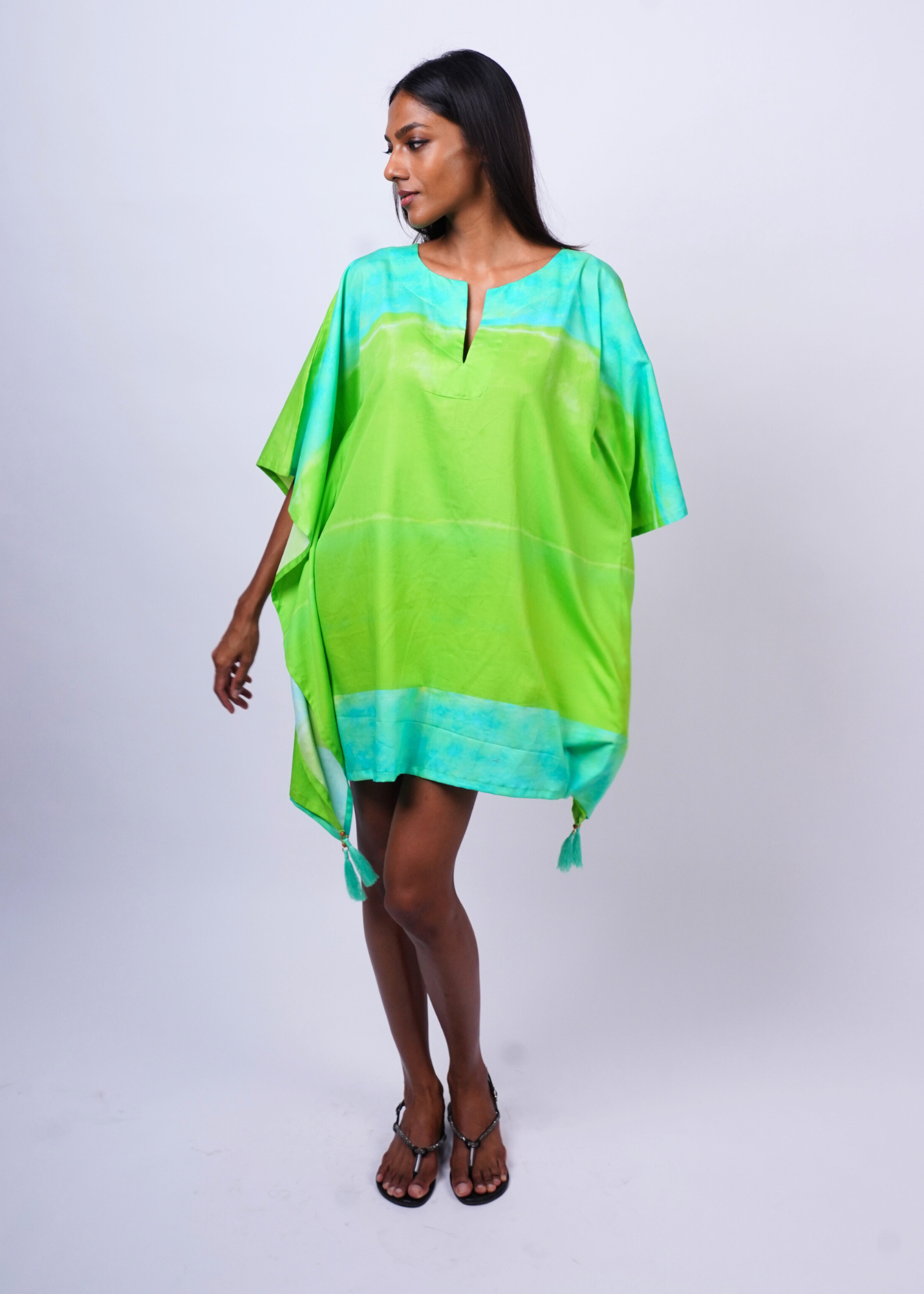 Thumbnail preview #2 for Short Caftan - Key Lime