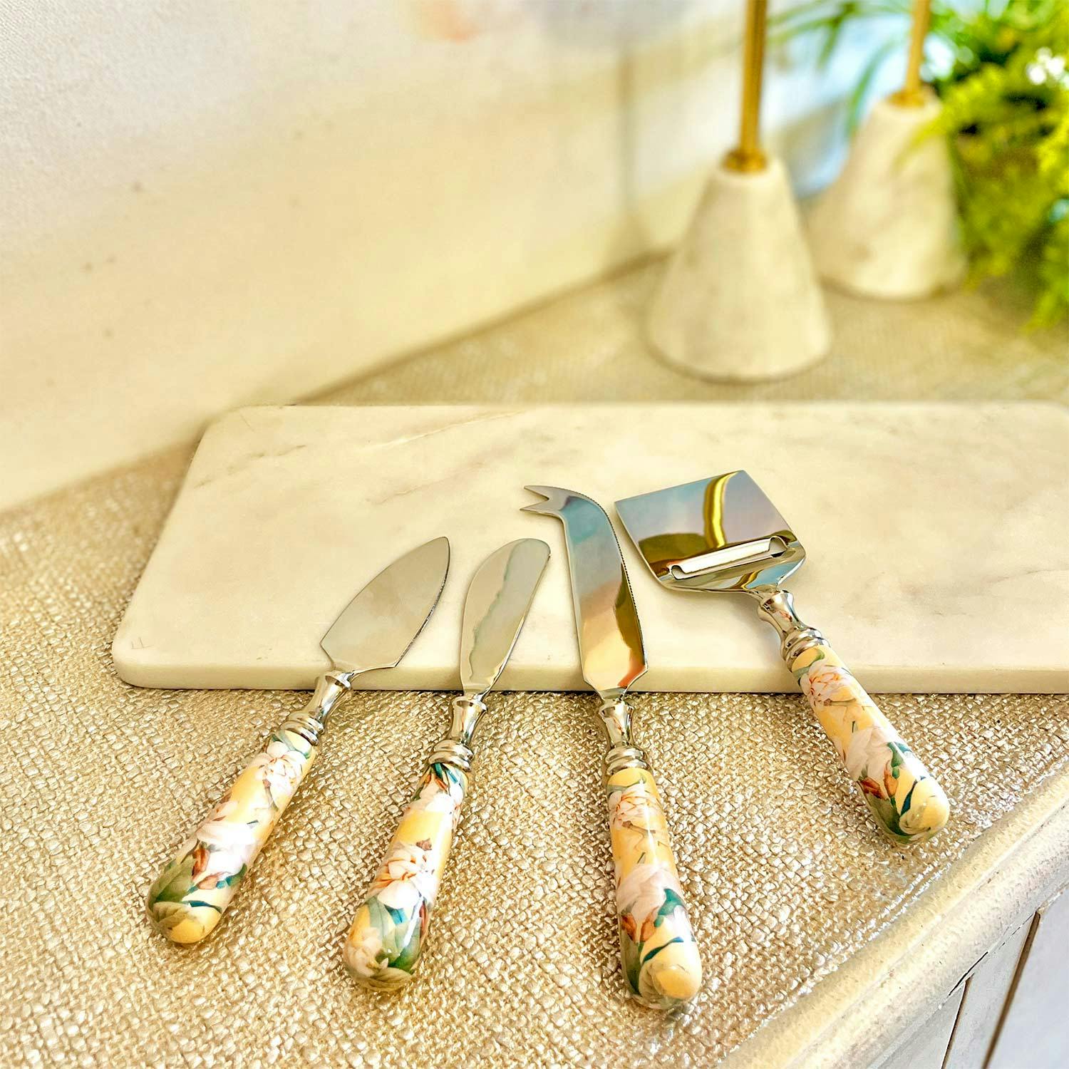 Cheese Knives, Set Of 4 - Lisbon Lemon, a product by Faaya Gifting