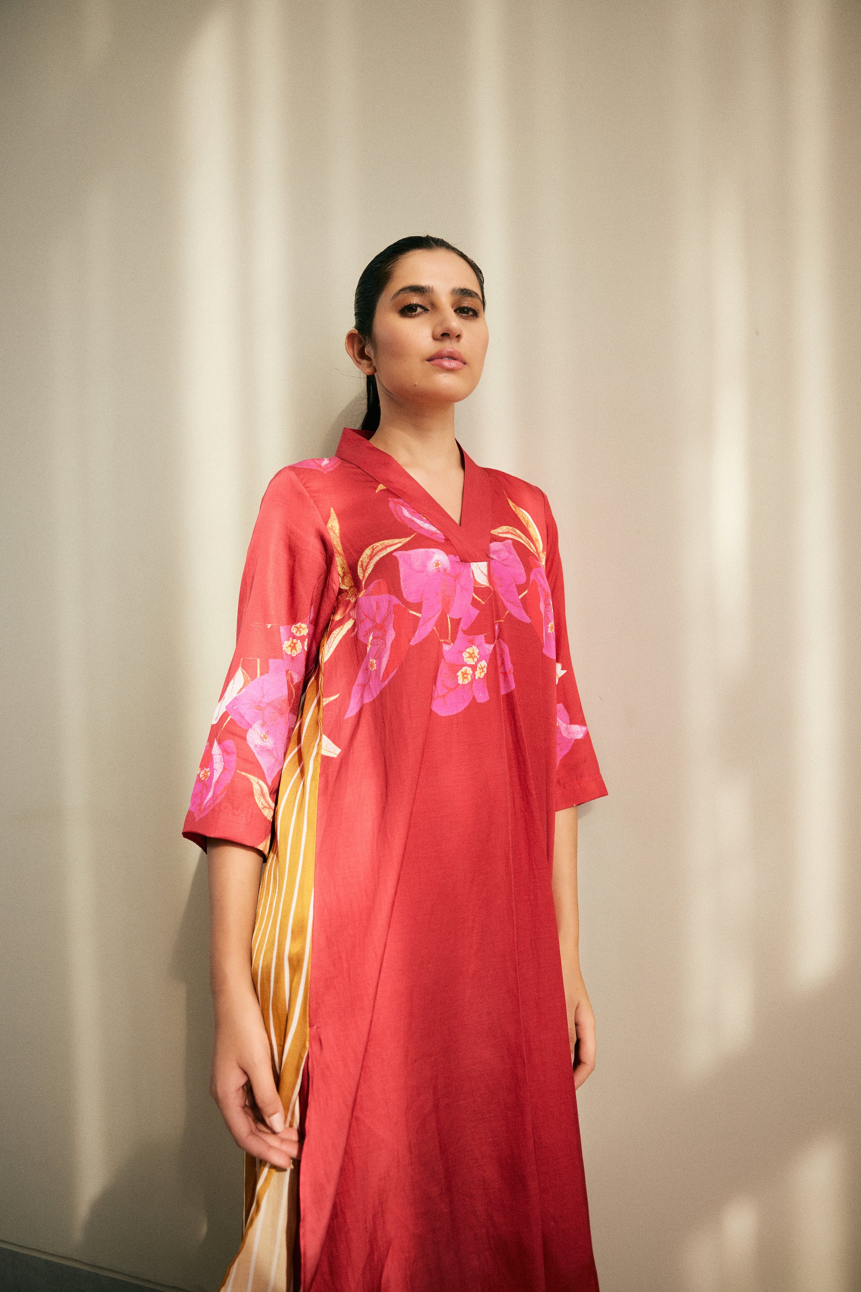 La bougainvillea color block kurta set, a product by Studio Surbhi