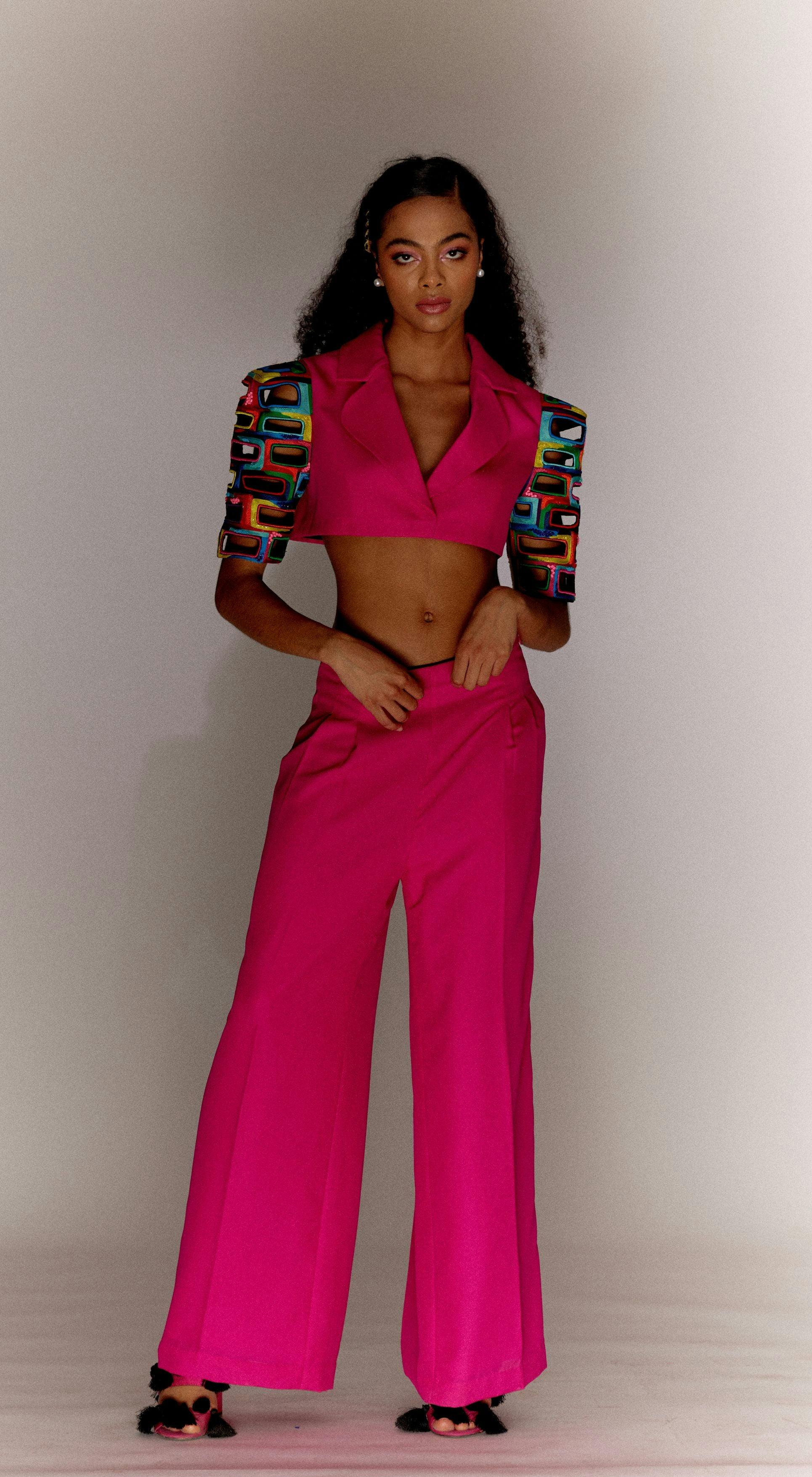 Thumbnail preview #5 for Pink Bricks Cut-out Jakcet Co-ord