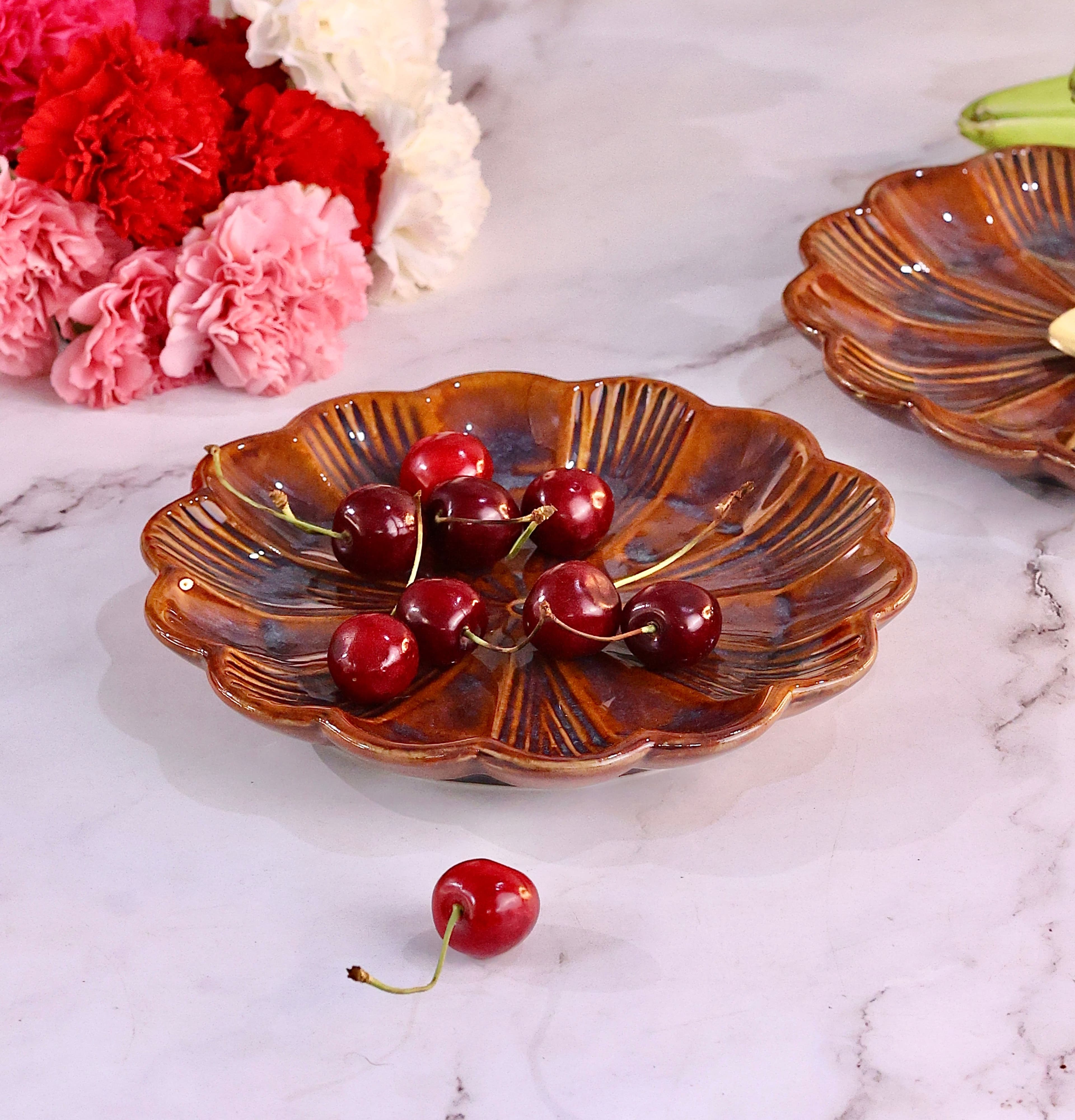 Vera Amber Studio Pottery Scalloped Plate or Trinket Dish, a product by Olive Home accent