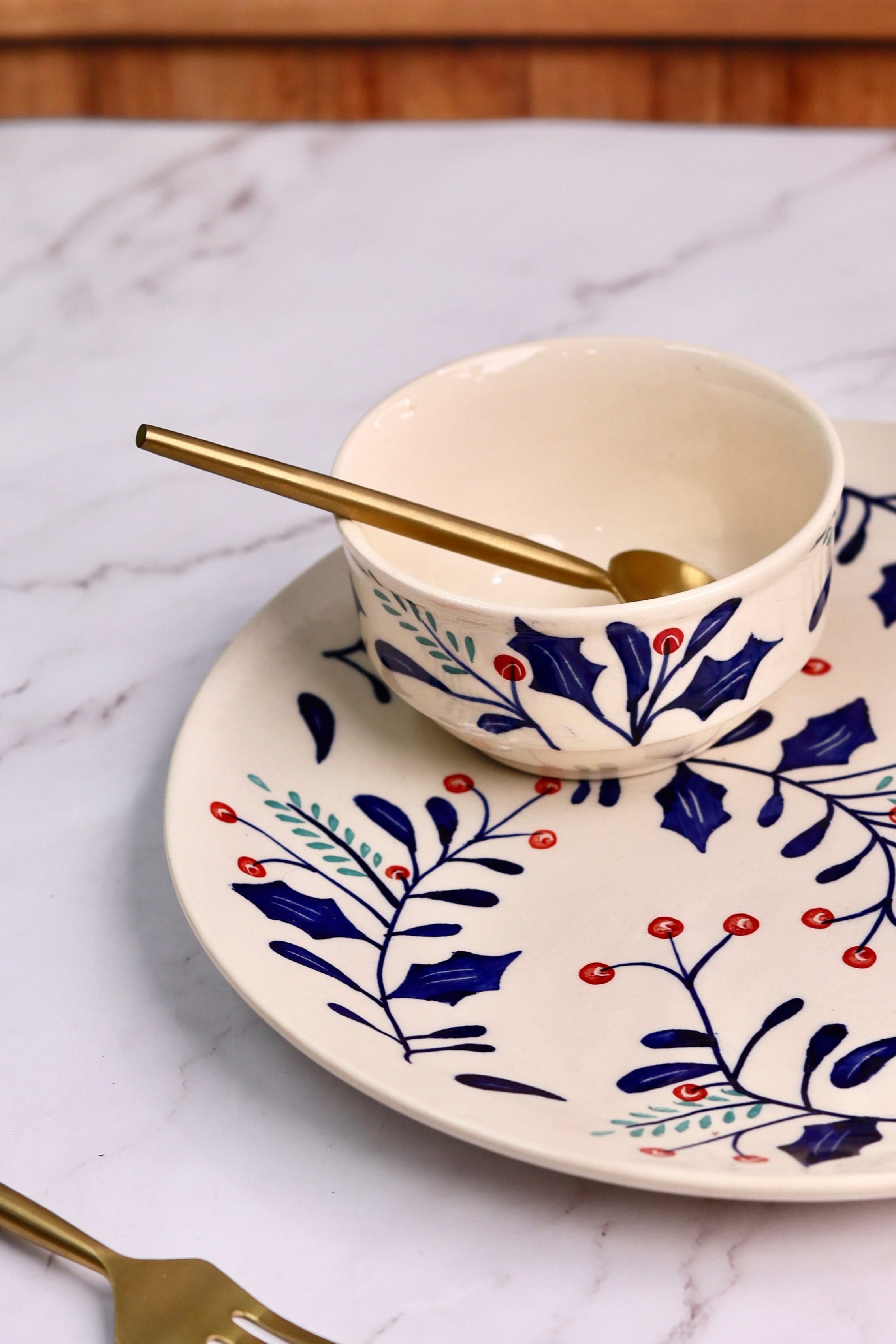 Thumbnail preview #1 for Berries Handpainted Dinner Plate and Snack Bowl