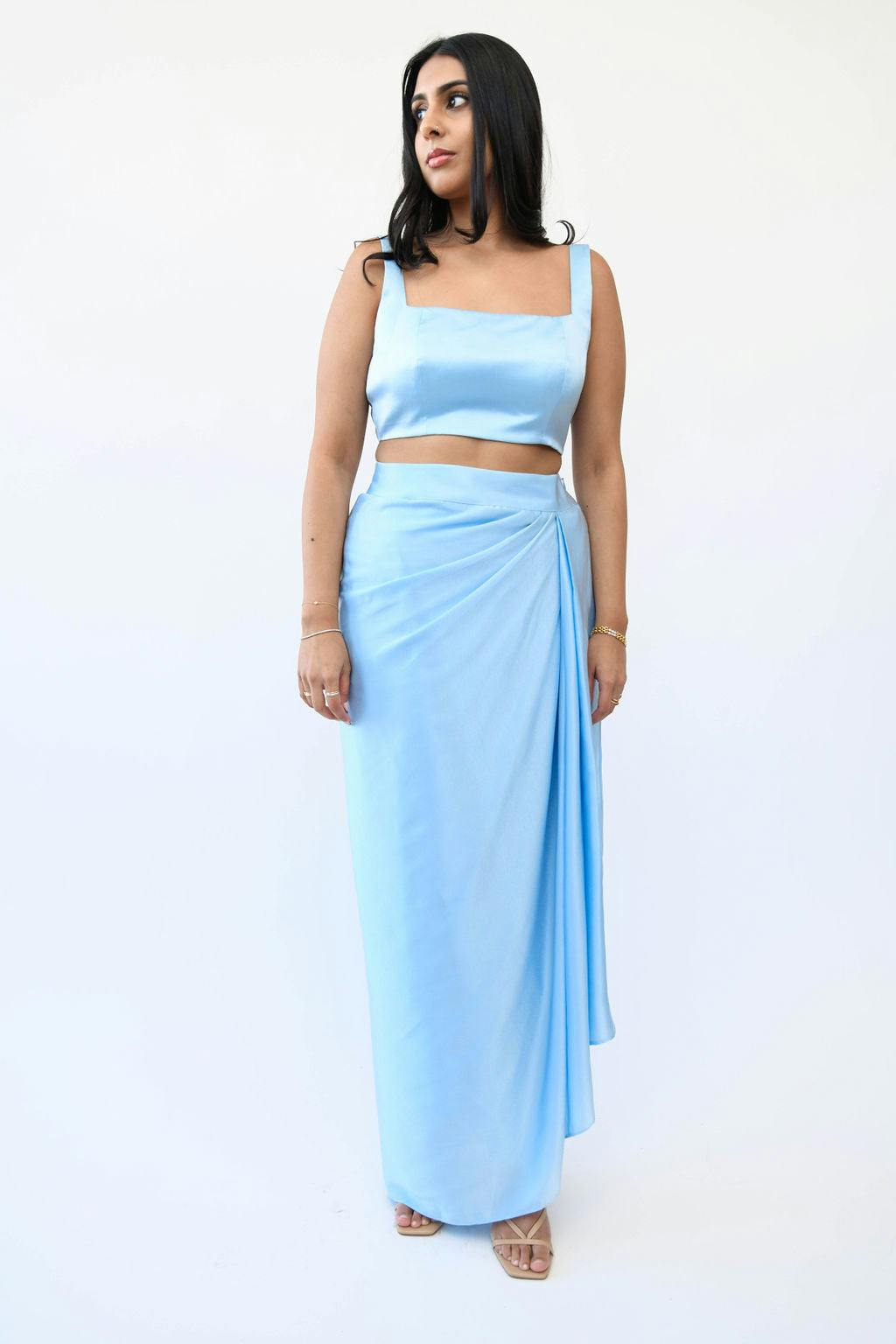 Thumbnail preview #1 for Ice Blue Sleeveless Satin Blouse