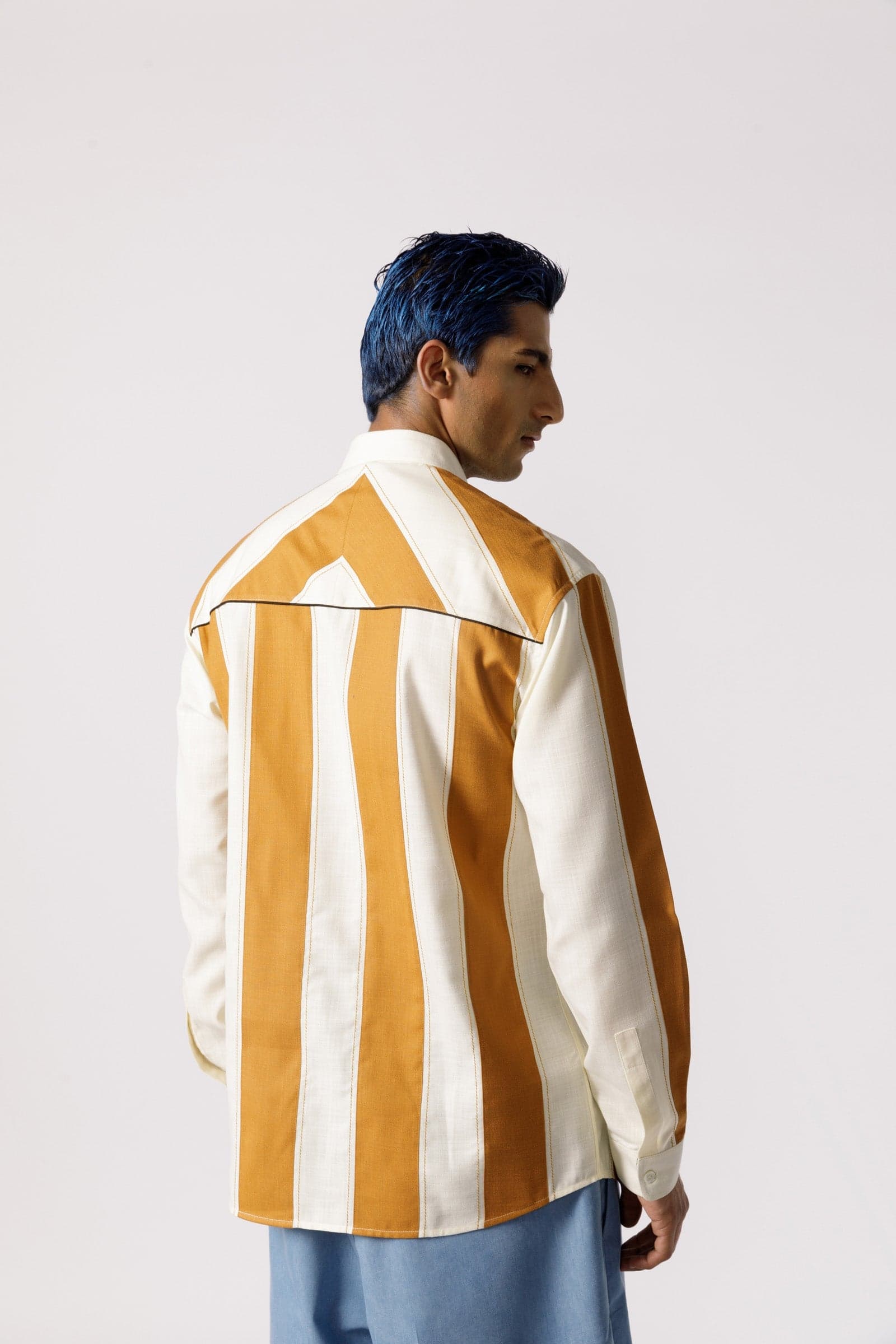 Thumbnail preview #5 for Linear cut and sew striped shirt