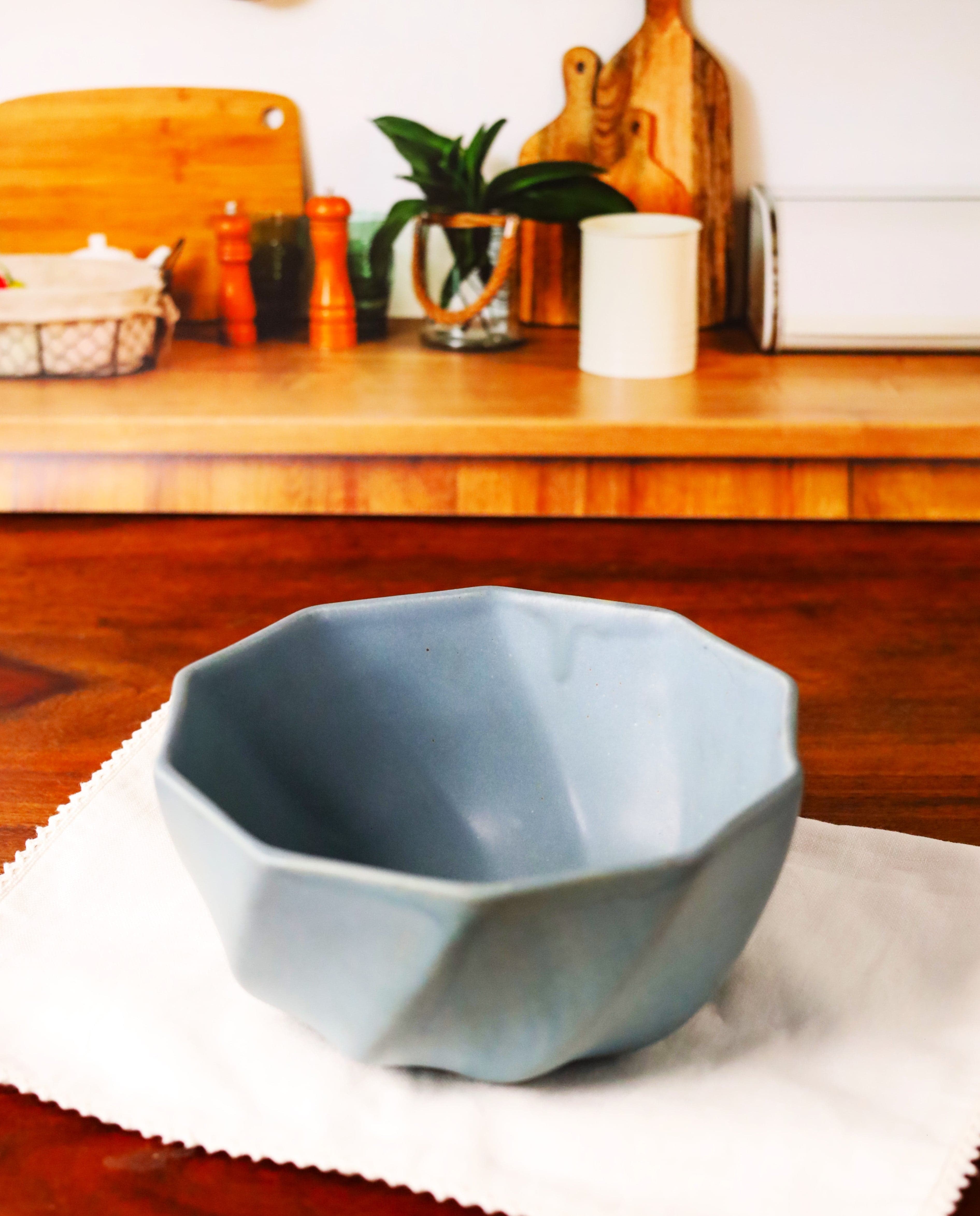 Thumbnail preview #1 for Rustic Blue Hexagon Serving Bowl