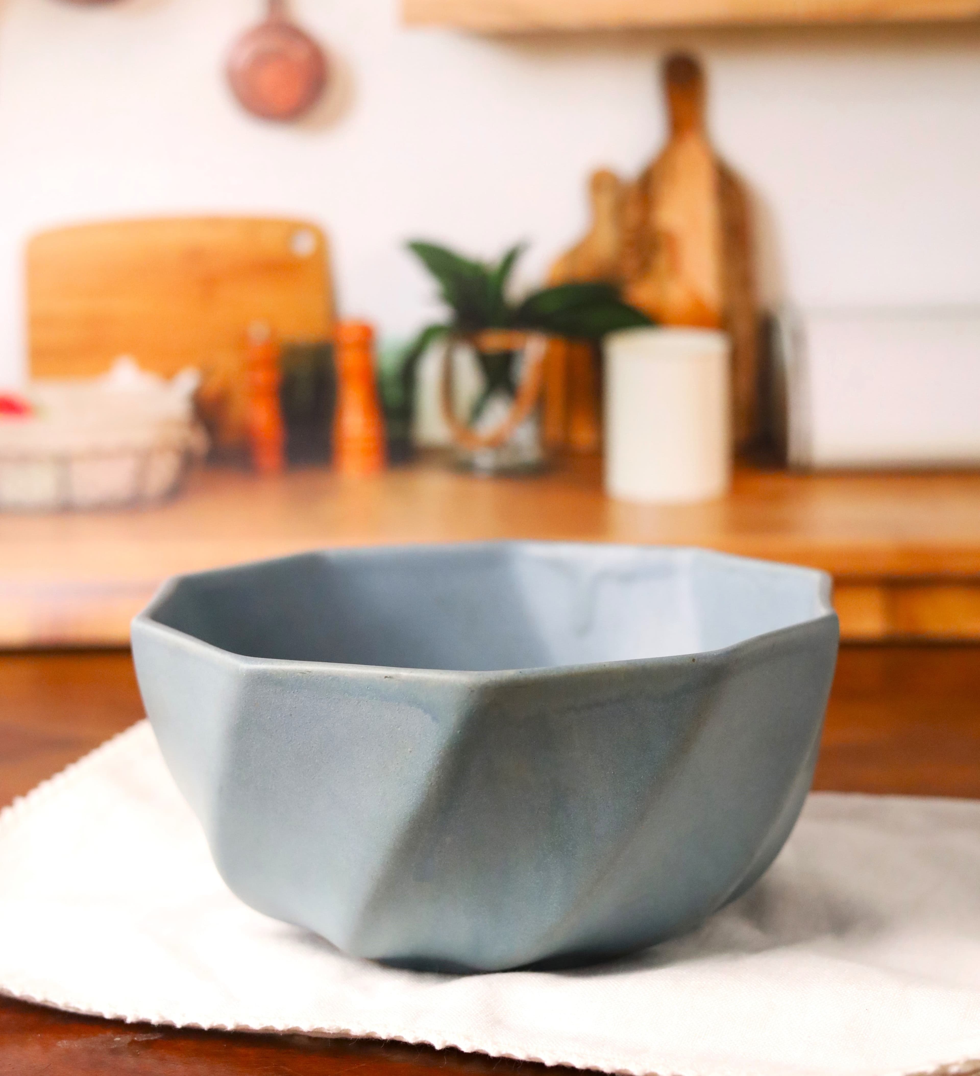 Rustic Blue Hexagon Serving Bowl, a product by Olive Home accent