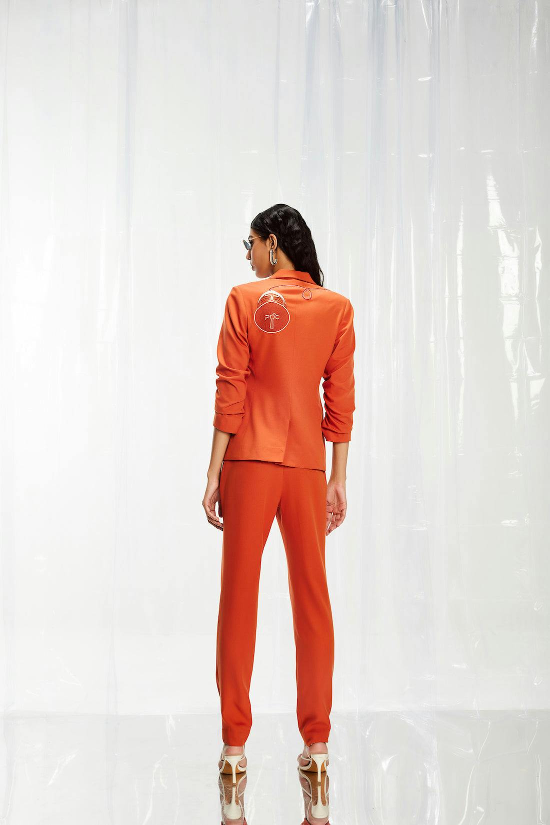 Thumbnail preview #3 for Statement Tailored Tangerine Embroidered Blazer