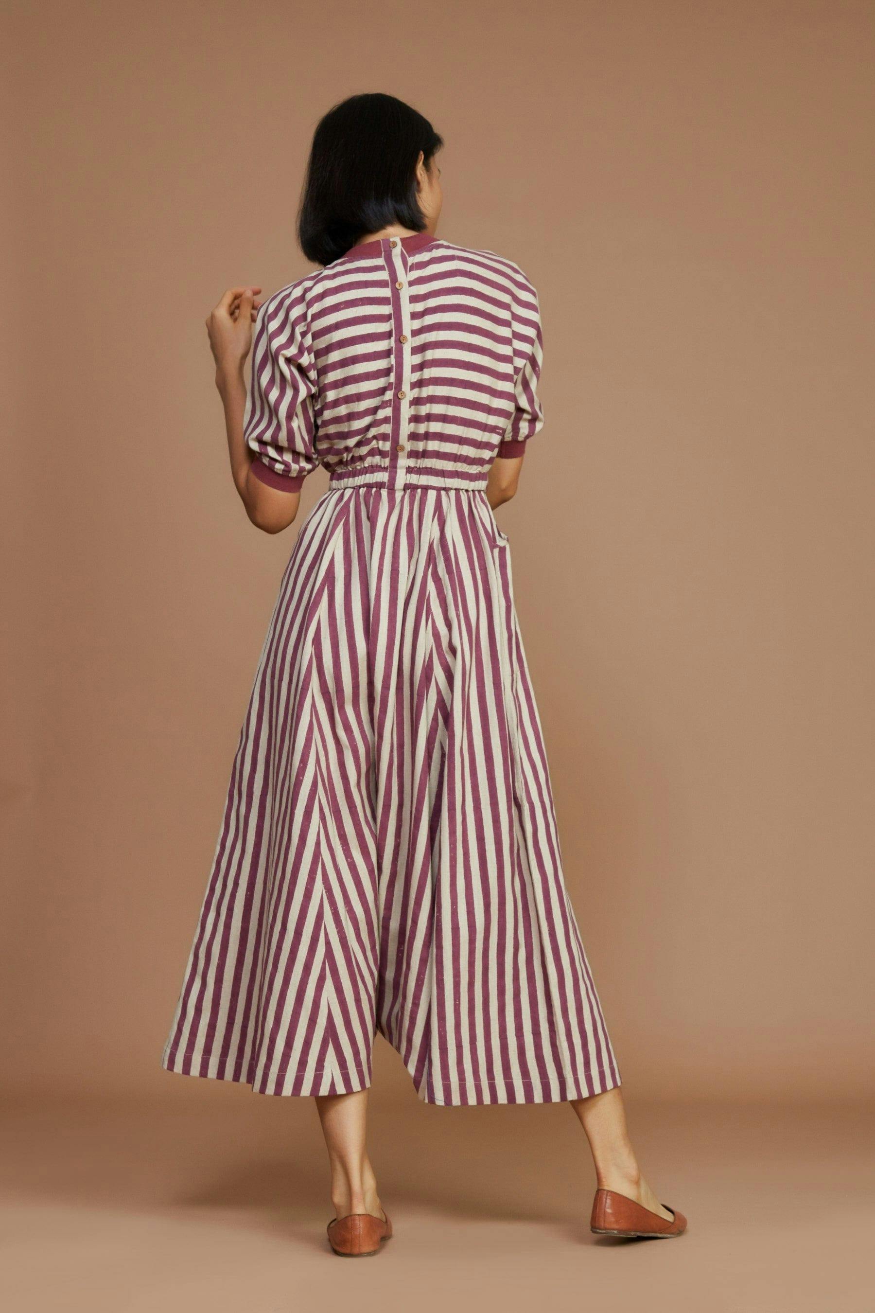 Thumbnail preview #2 for Ivory and Mauve Striped Mati Sphara Jumpsuit