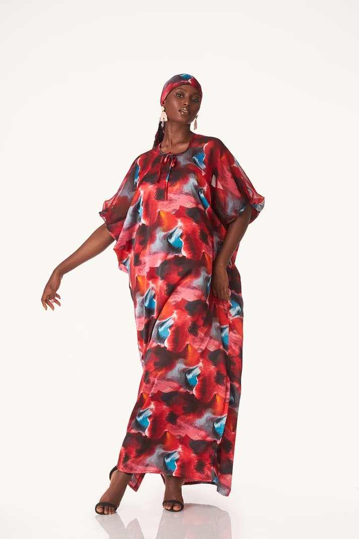 Kwelaku paint splatter print kaftan, a product by KWELAKU