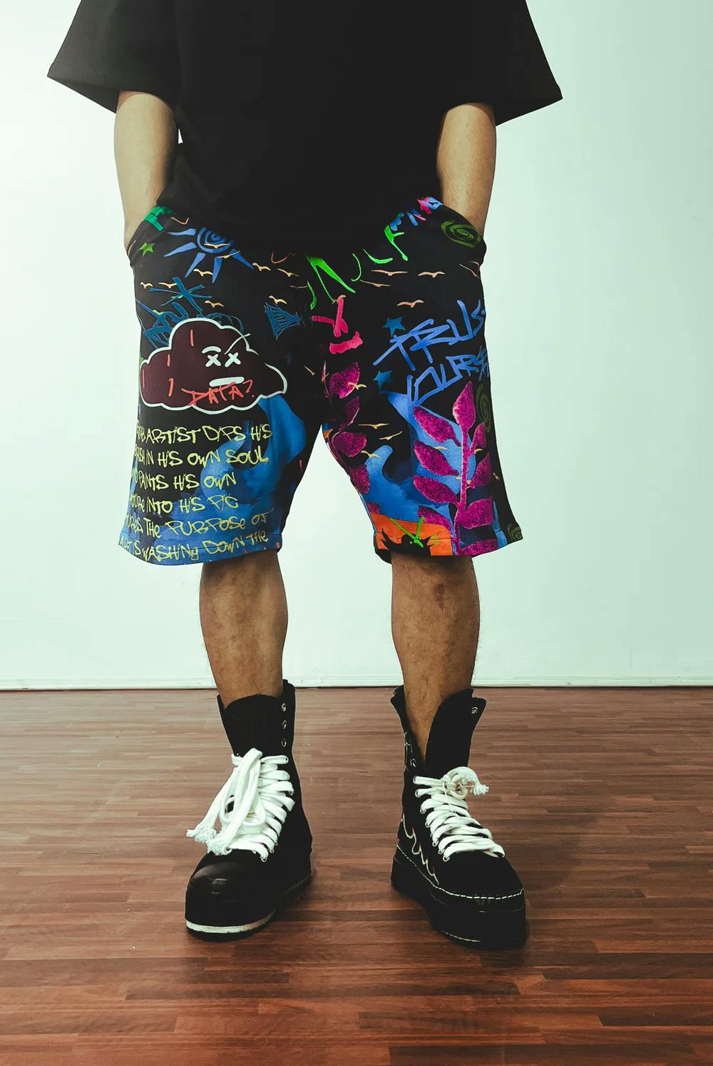 Thumbnail preview #0 for Graffiti Black Shorts