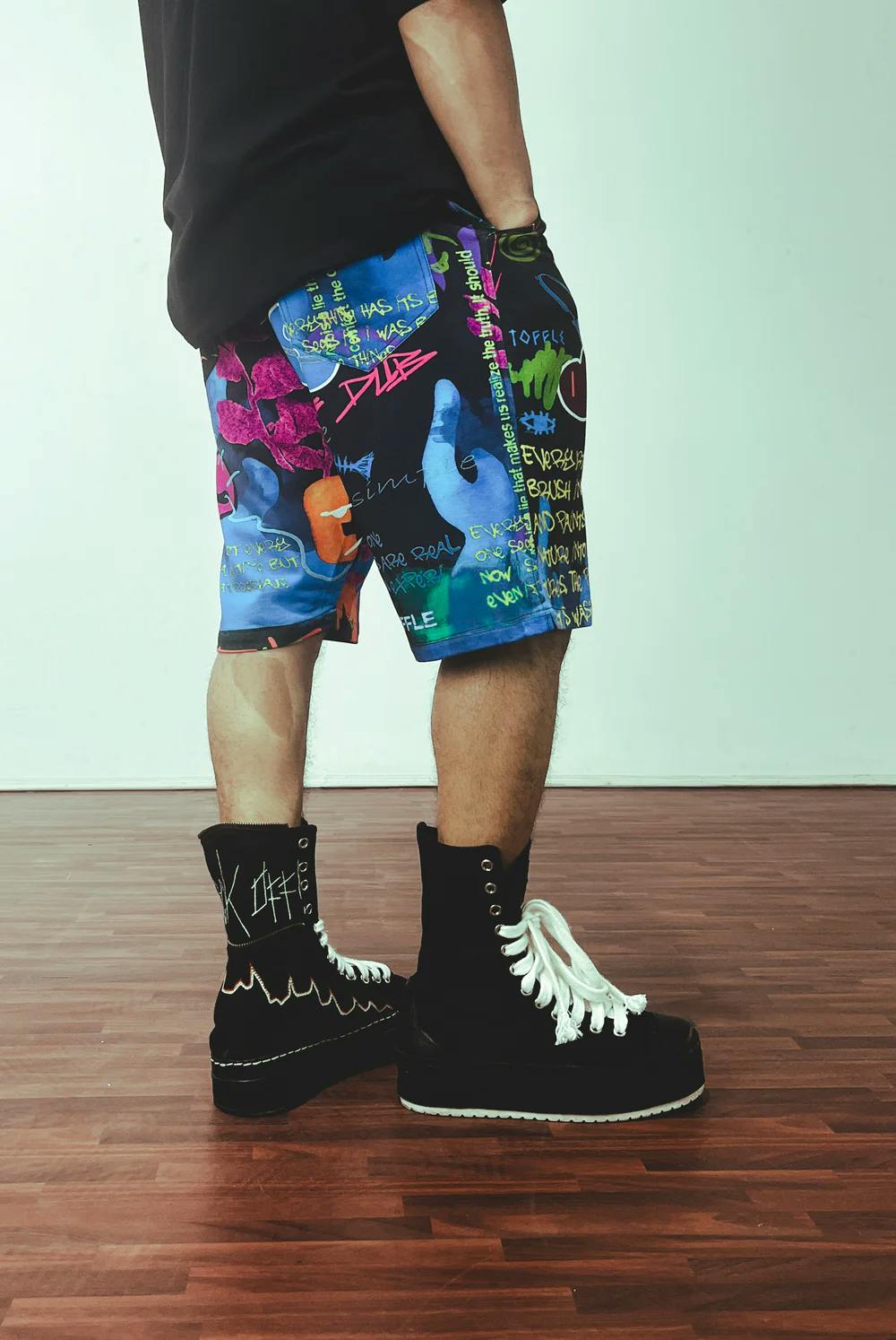 Thumbnail preview #1 for Graffiti Black Shorts